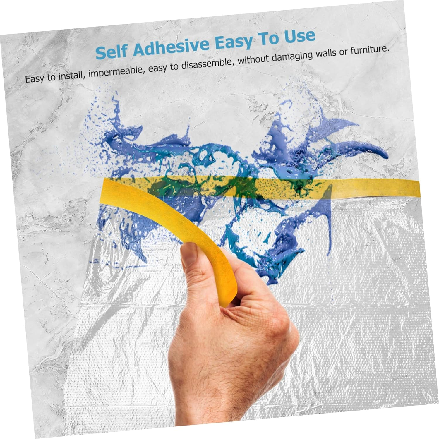 6Rolls Masking Tape Film Self-Adhesive Covering Films Easy to Apply Tear-Resistant for Painting Automotive Furniture image number 1