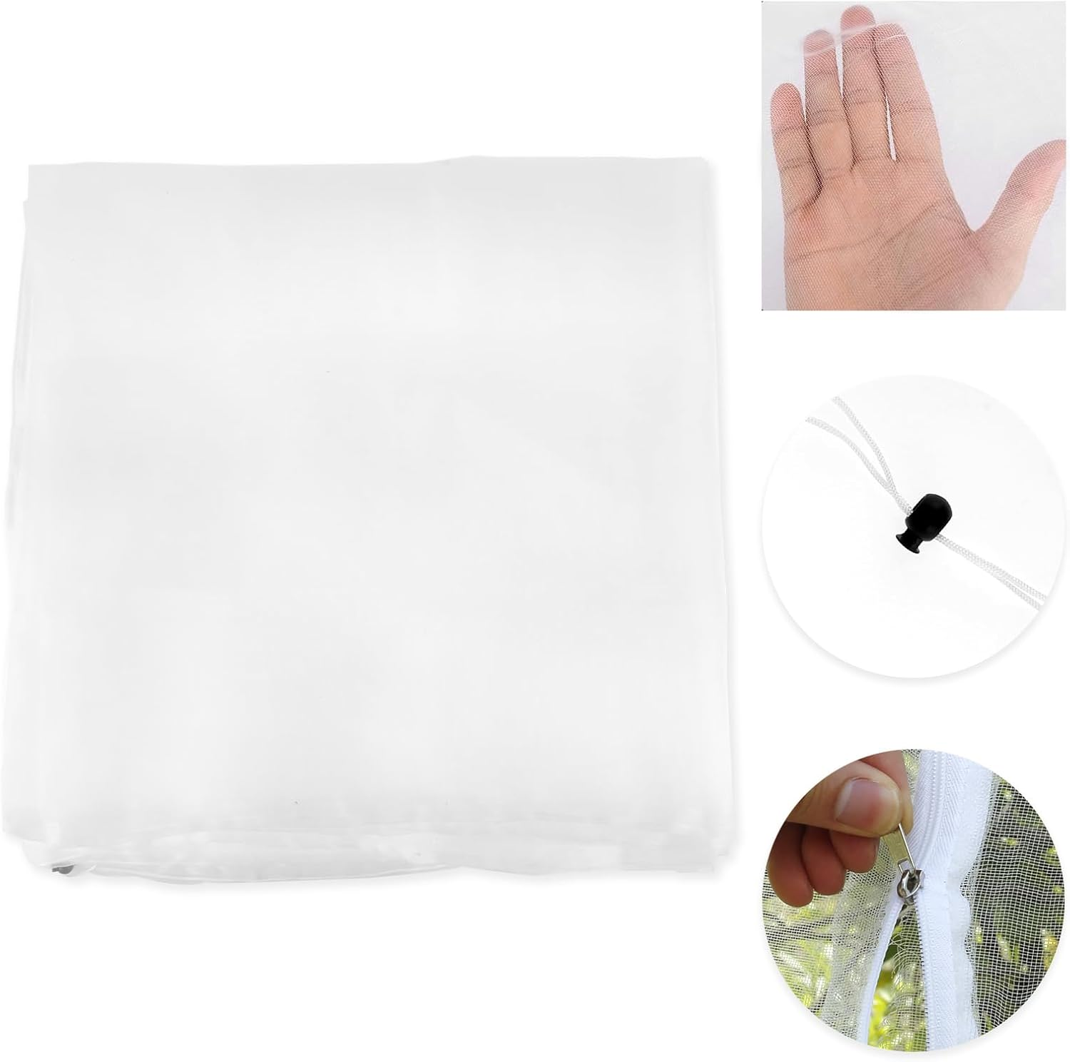 10 X 10 Ft Fruit Tree Netting with Zipper and Drawstring Large Garden Mesh Netting Cover Sturdy Blueberry Bush Bird Netting for Protecting Garden Trees Vegetables Flowers image number 2