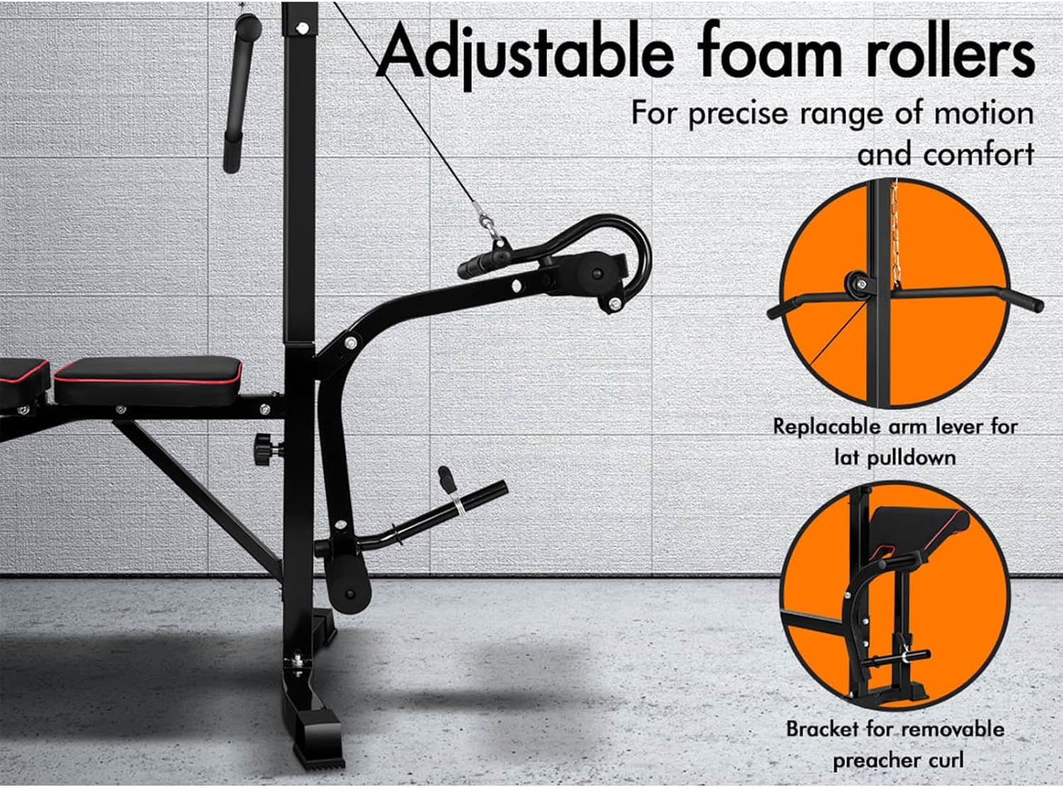 BLACK LORD Weight Bench 14-In-1 Home Gym Fitness Abdominal Strength Training Muti-Station Adjustable Bench Military Press Workouts Equipment, Black, 360 Kg Capacity image number 5