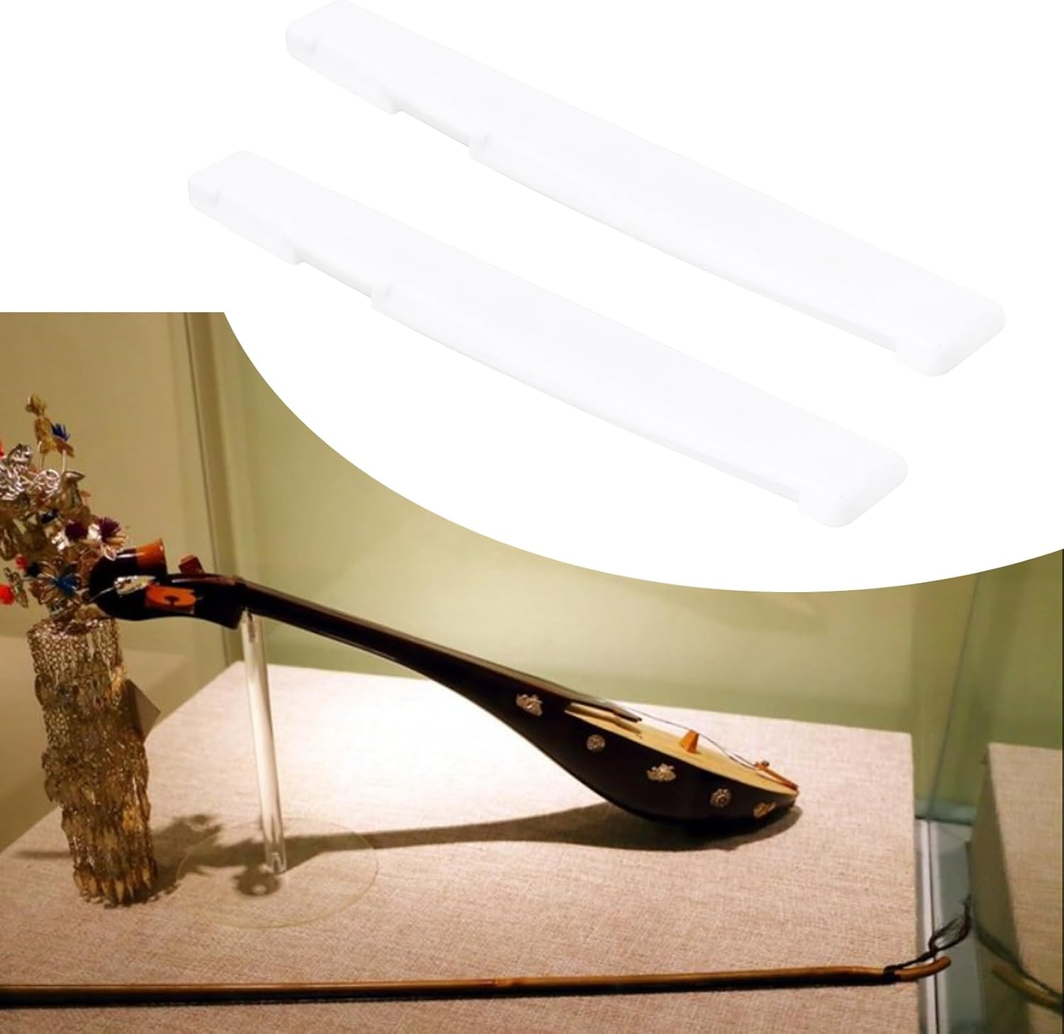 2Pcs 6 String Acoustic Guitar Bone Bridge Saddle 72X3X9Mm Bone Acoustic Guitar Compensated for Acoustic Guitar Luthier Compatible with Martin Guitar(White) image number 1