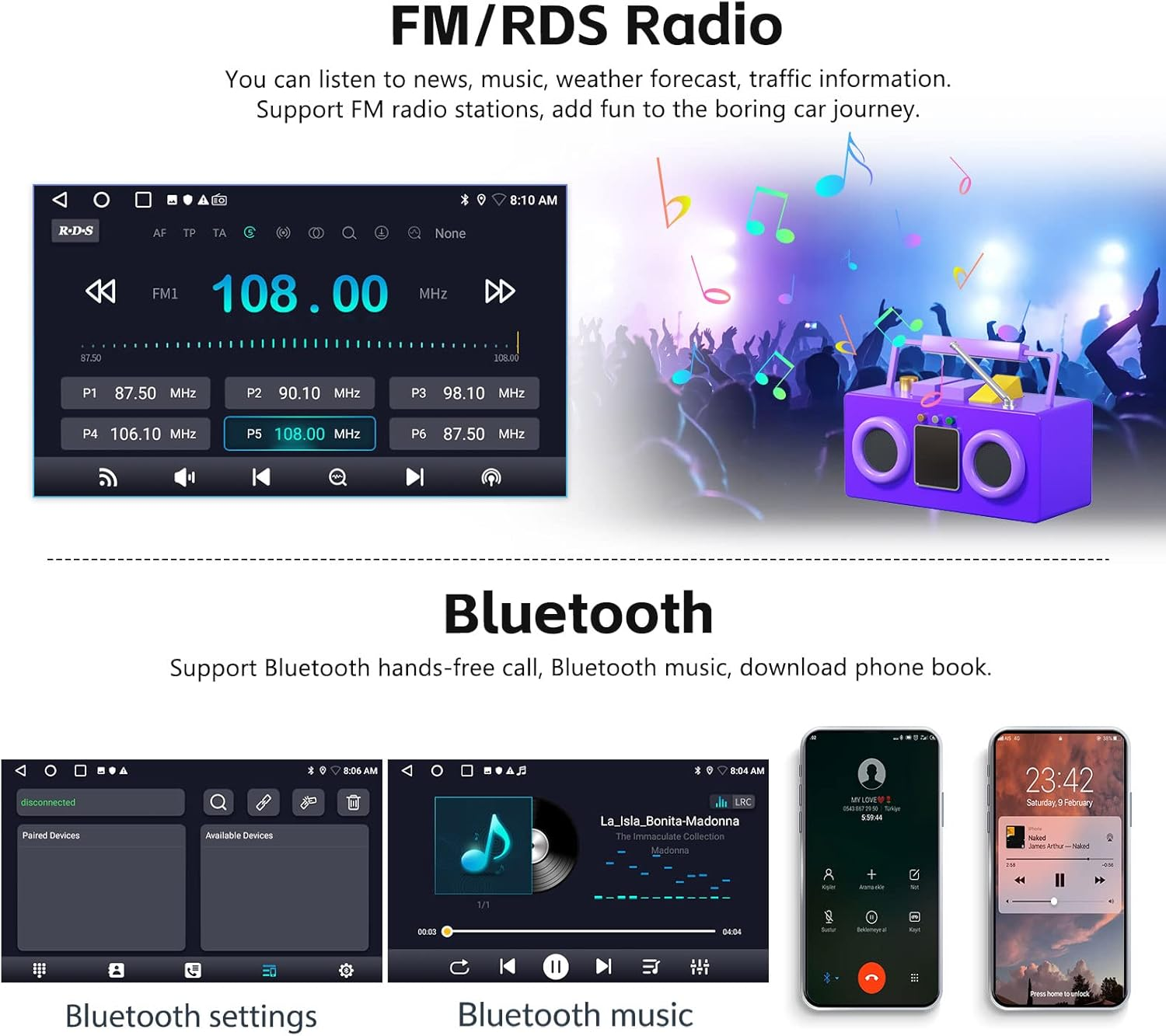2+64G Android 13 Car Stereo for Hyundai Veloster 2011-2017 Upgrade Replacement Radio Carplay Android Auto 9 Inch Touchscreen Multimedia Player Head Unit FM Radio GPS Hifi Bluetooth+Ahd Camera&Mic image number 2
