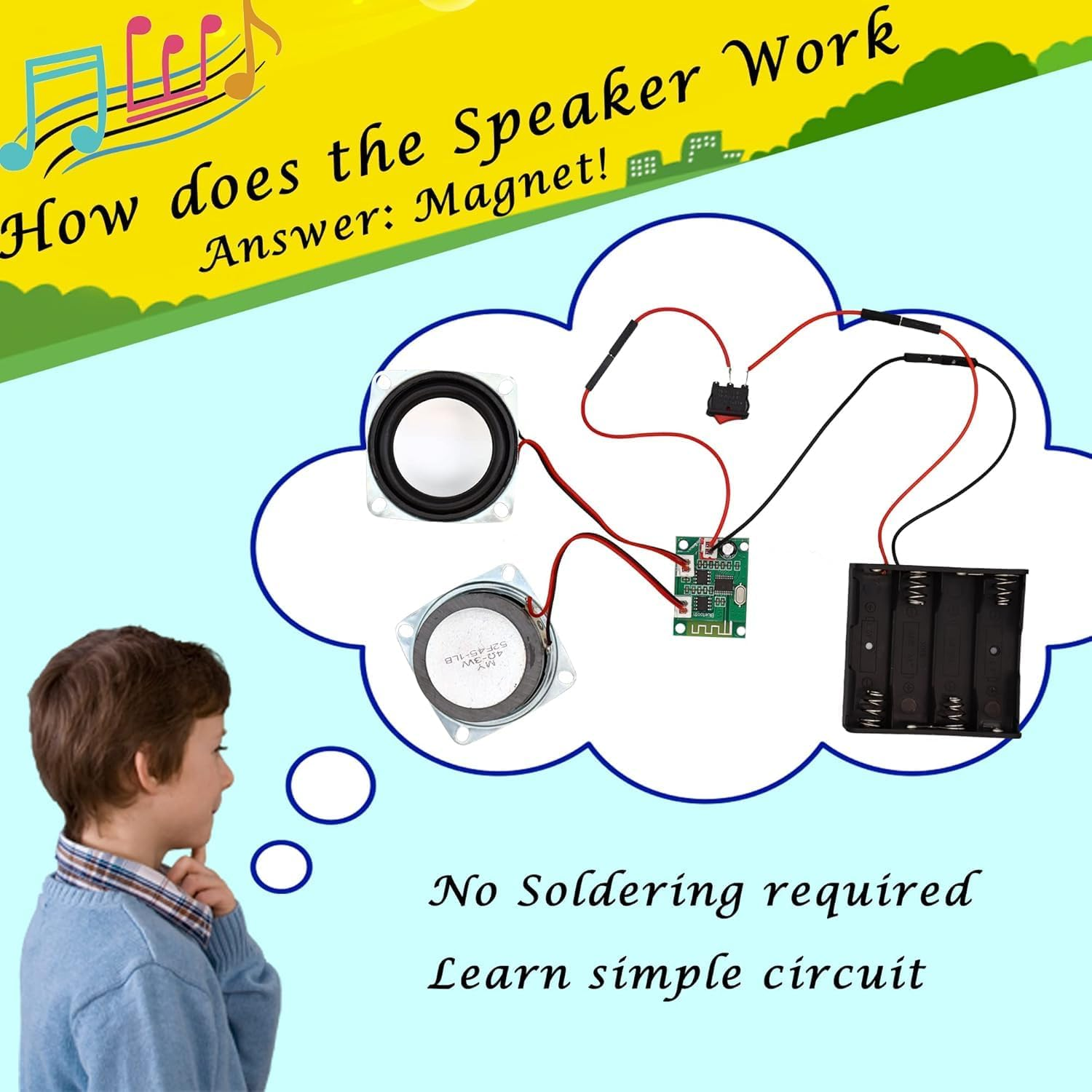 Build Your Own Bluetooth Speaker, STEM Projects for Kids Ages 8-12, Science Gifts for Teen Boy, Birthday for Kids, Gift Ideas for 9 10 11 12 13 14 Year Old Teenage Boys