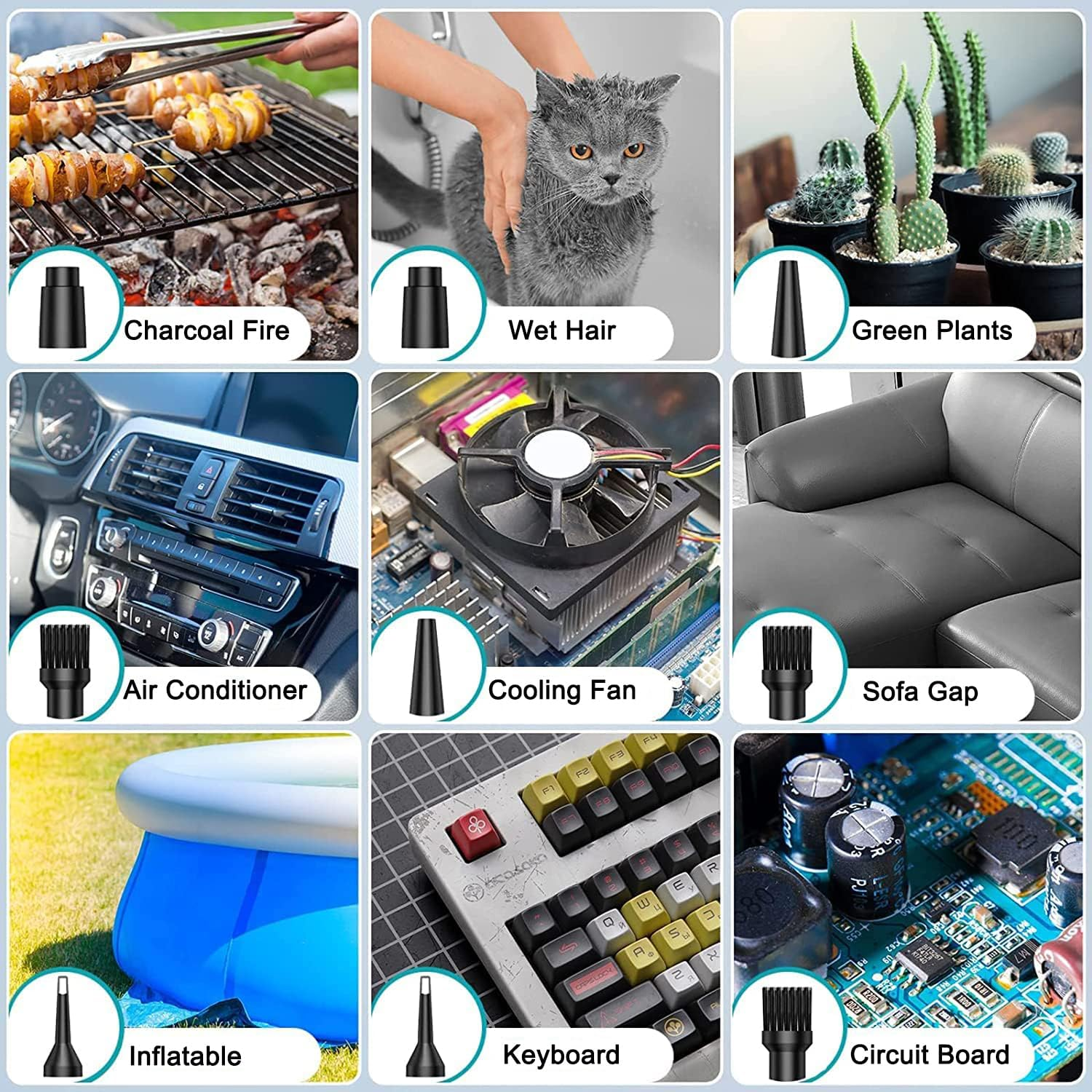 Cordless Compressed Air Duster, 51000RPM, 3 Speed, 6000Mah10W Fast Charging Powerful Keyboard Cleaner with LED Light for Dust Off/Cleaning Computer/Conditioner/Car image number 5