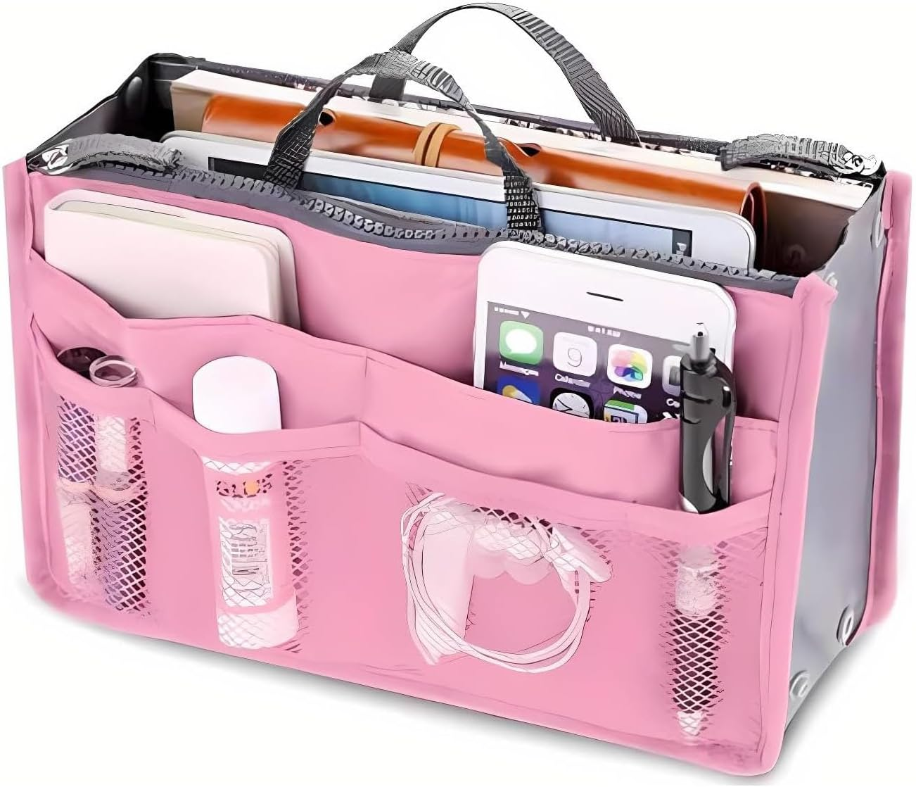 Handbag Organizer Insert for Women, Multi Compartment Handbag Insert 13 Pockets Cosmetic Storage Bag Portable Purse Bag for Travel