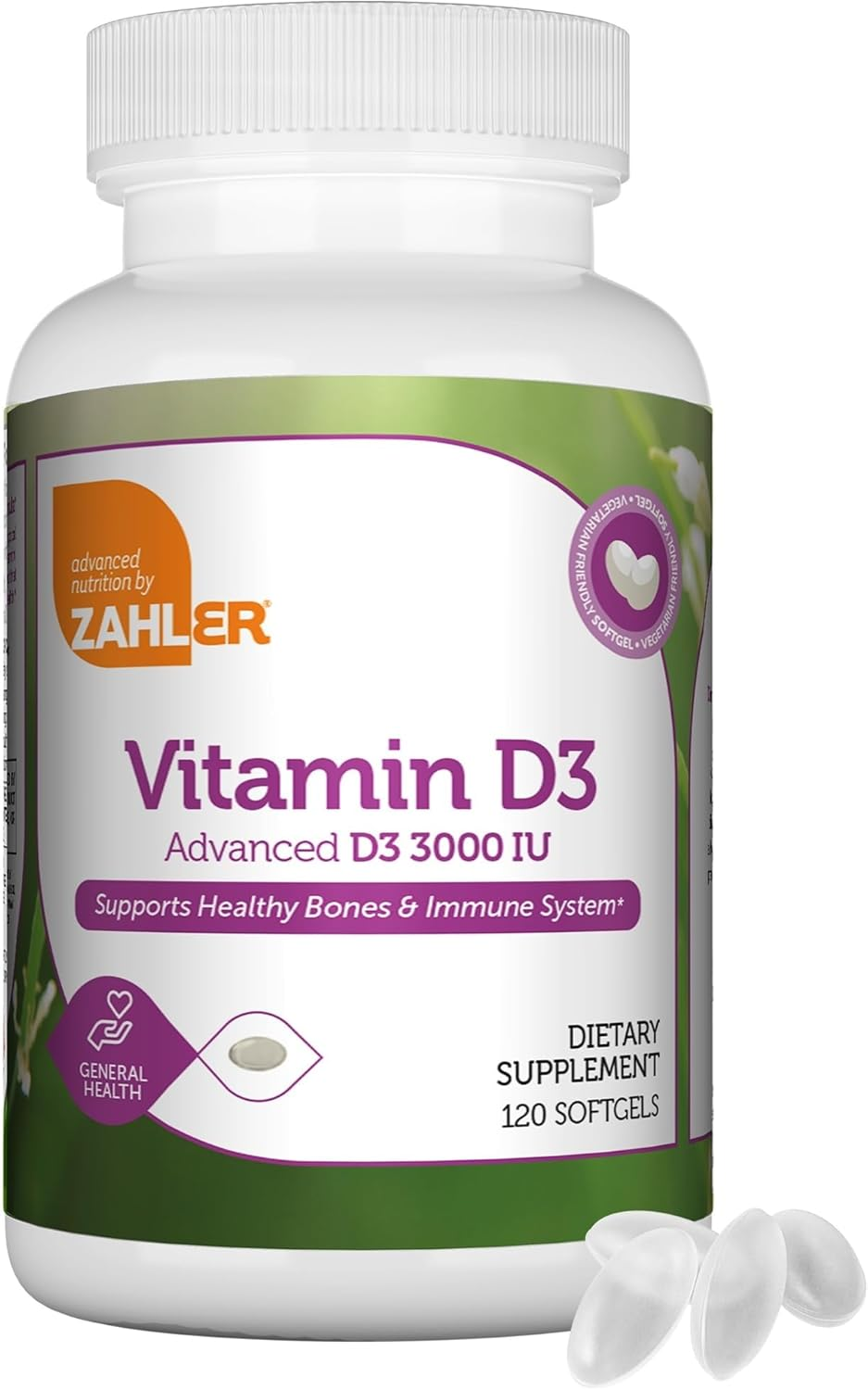 Zahler Vitamin D3 (Cholecalciferol) 3000Iu, an All-Natural Supplement Supporting Bone Muscle Teeth and Immune System,120 Softgels image number 4