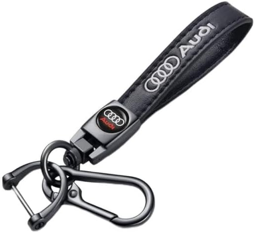 TACOMA Genuine Leather Car Keychain Key Chain for Men and Women Family Present Key Ring Accessories(Black)