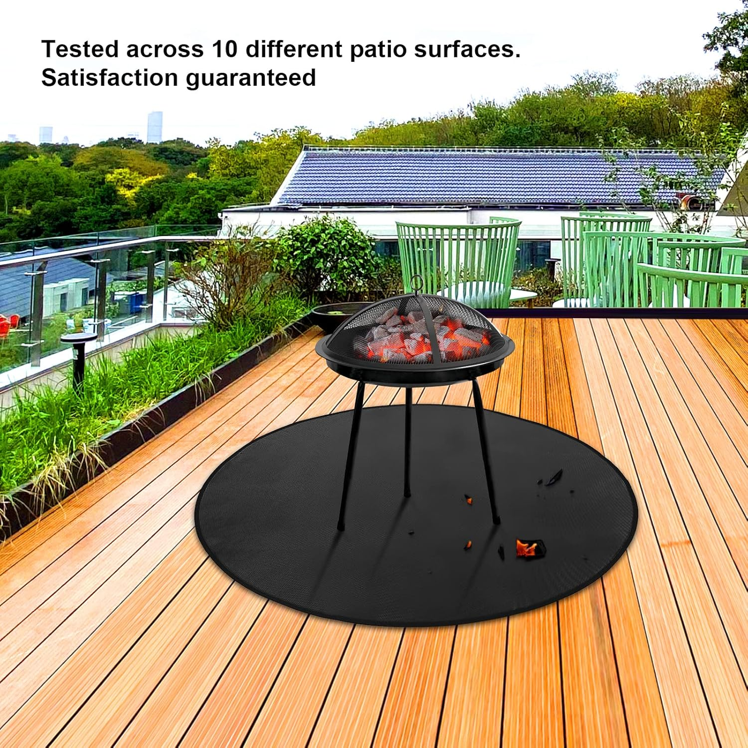 Fire Pit Mat 48 Inch Round, Grill Mats for Outdoor Grill Deck Protector High Temperature Resistance Protects Deck Garden Grass Fireproof Mat BBQ Mat Grill Floor Mat Patio Mat image number 5