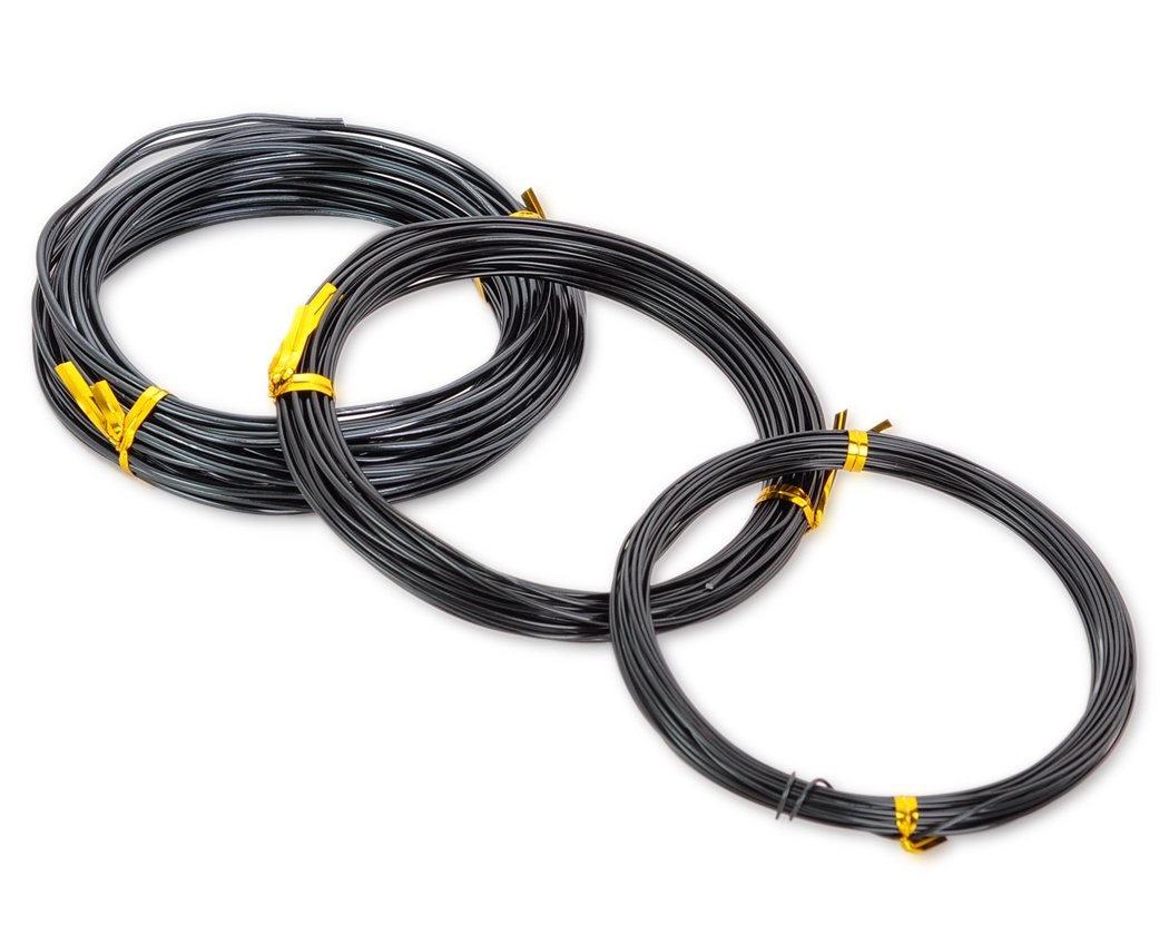 DS. DISTINCTIVE STYLE Aluminium Bonsai Wire 3 Pieces 10M Bonsai Training Tools Craft Aluminium Wire (1.0 Mm / 1.5 Mm / 2.0 Mm, 10M for Each Size) (Black) image number 2