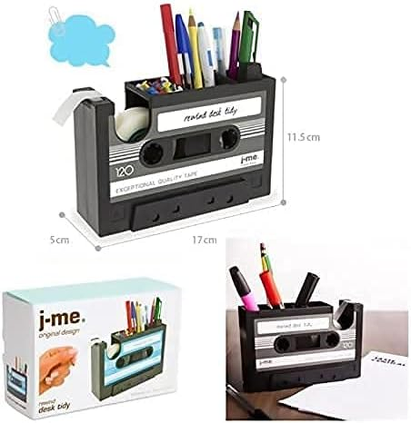 Cassette Tape Dispenser Pen Holder Vase Pencil Pot Stationery Desk Tidy Container Office Stationery Supplier Gift-Onepalace (Black) image number 5