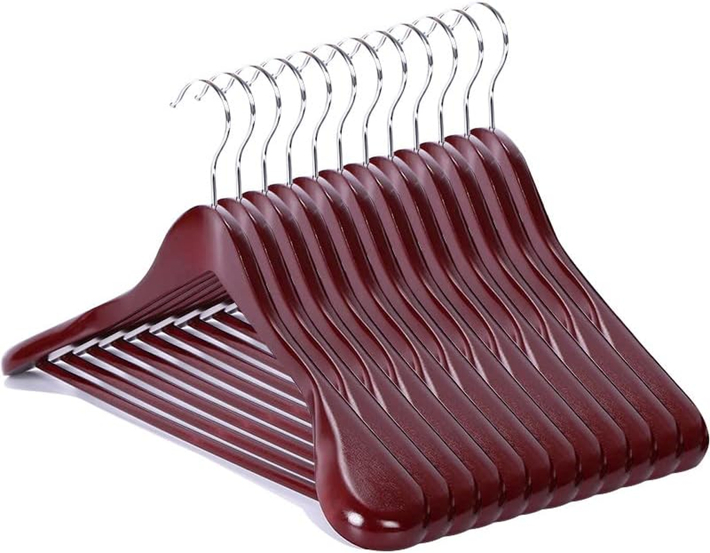 20 Pack Wooden Hangers with Clips High-Grade Wooden Suit Hangers Skirt Hangers with Clips S Wood Hanger with Durable Metal Clips for Blouse, Dress, Coat, Jacket (Vintage, 20)