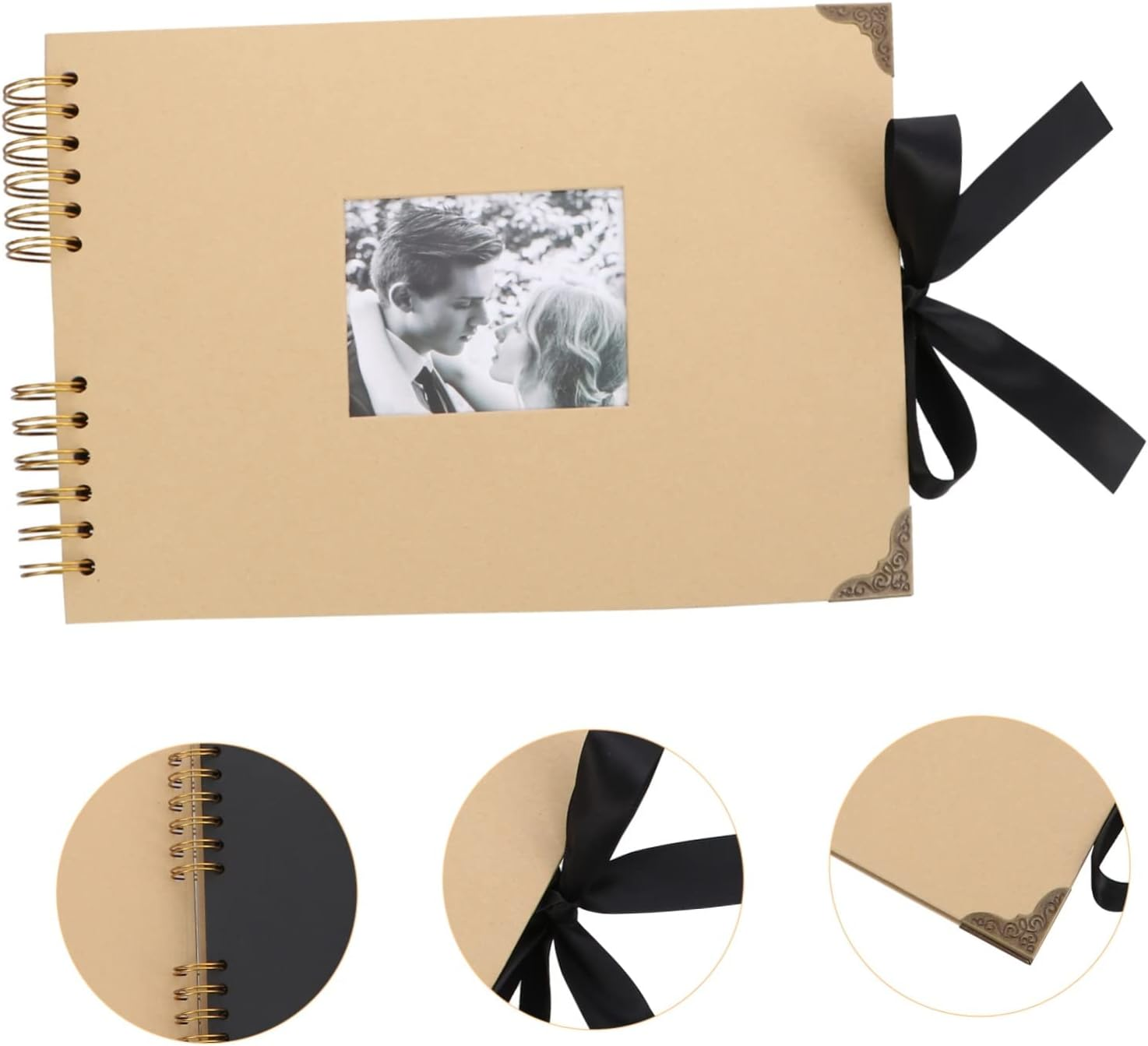 Mobestech Handmade Photo Album with Ribbon Bowtie Black Page Scrapbook for Family Memories DIY Creative Design for Storing Photos and Keepsakes image number 1