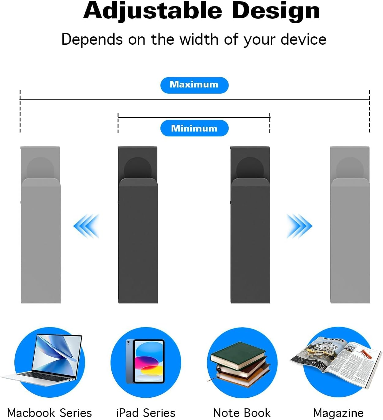 Adjustable Desk Side Laptop Mount, XICEN No Drill Desk Side Storage Organizer, Metal Hanging Notebooks Desk Holder Punch-Free Clamp on for Macbook Pro, Documents with Anti-Scratch Silicone (Black-B)