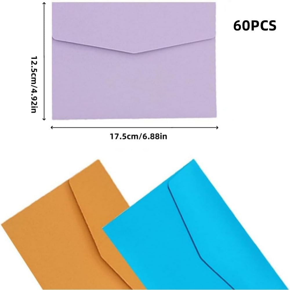 Jindizi Gift Envelopes, 60 Pieces A6 Invitation Envelopes Colorful, Seal Self Seal, Parts Envelopes for Invitations, Announcements, Sending Cards, Baby Shower 10.8Cmx16Cm image number 2