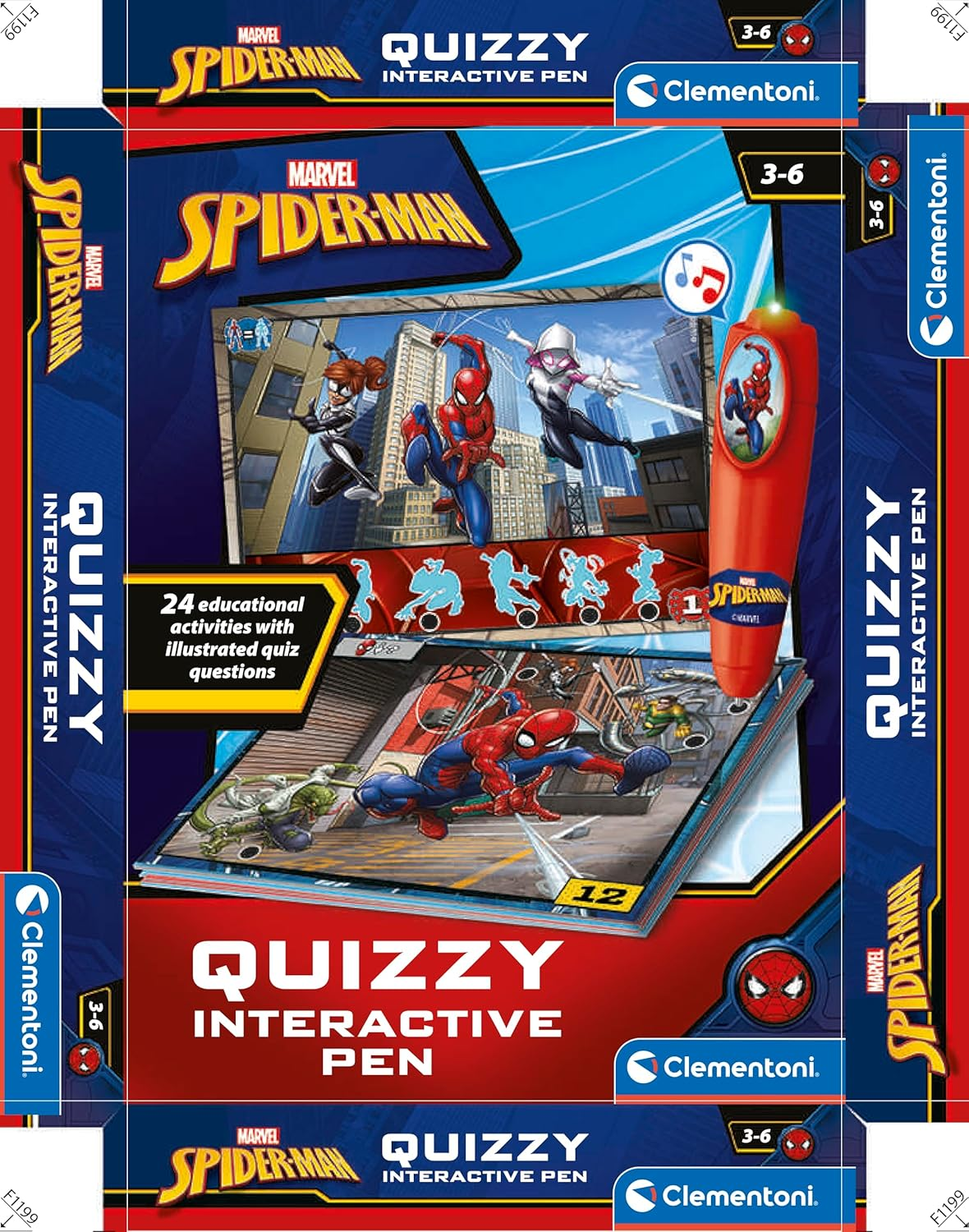 Clementoni - Sapientino Quizzy Marvel Spiderman Interactive Pen Cards, Educational Game 3 Years, Electronic Speaker, Made in Italy, Multilingual 16452 image number 3