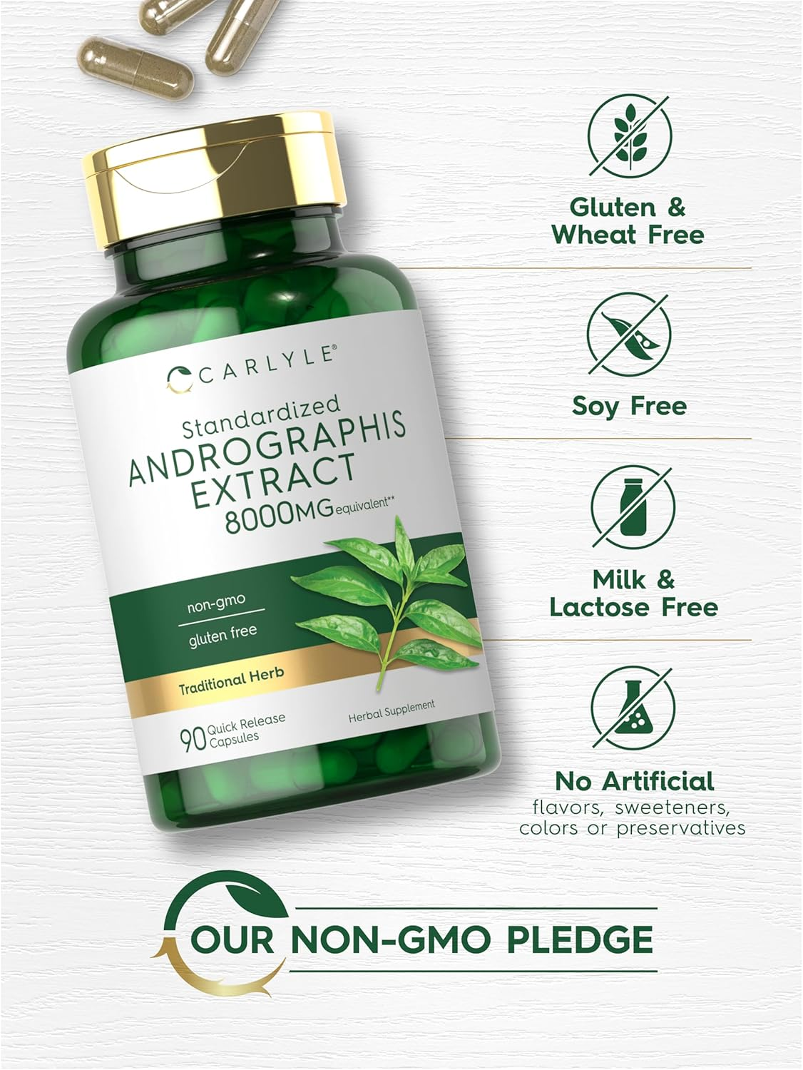 Andrographis Paniculata Capsules | 8000 Mg | 120 Capsules | Non-Gmo & Gluten Free Supplement | by Carlyle image number 5