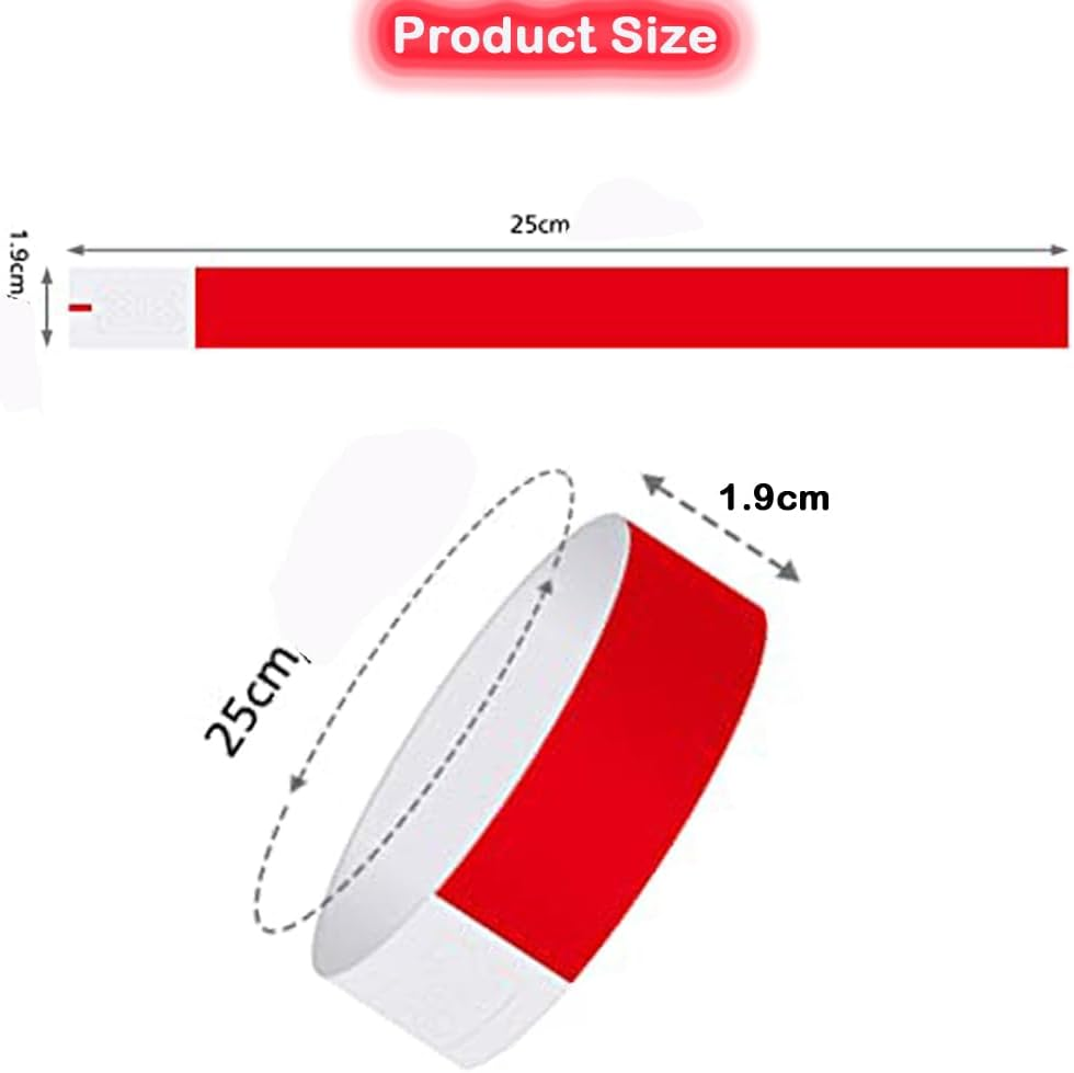 Red Wristbands, Waterproof Paper Bracelets Event Wristbands Wrist Party Bands Armbands for Events Festivals 200Pcs