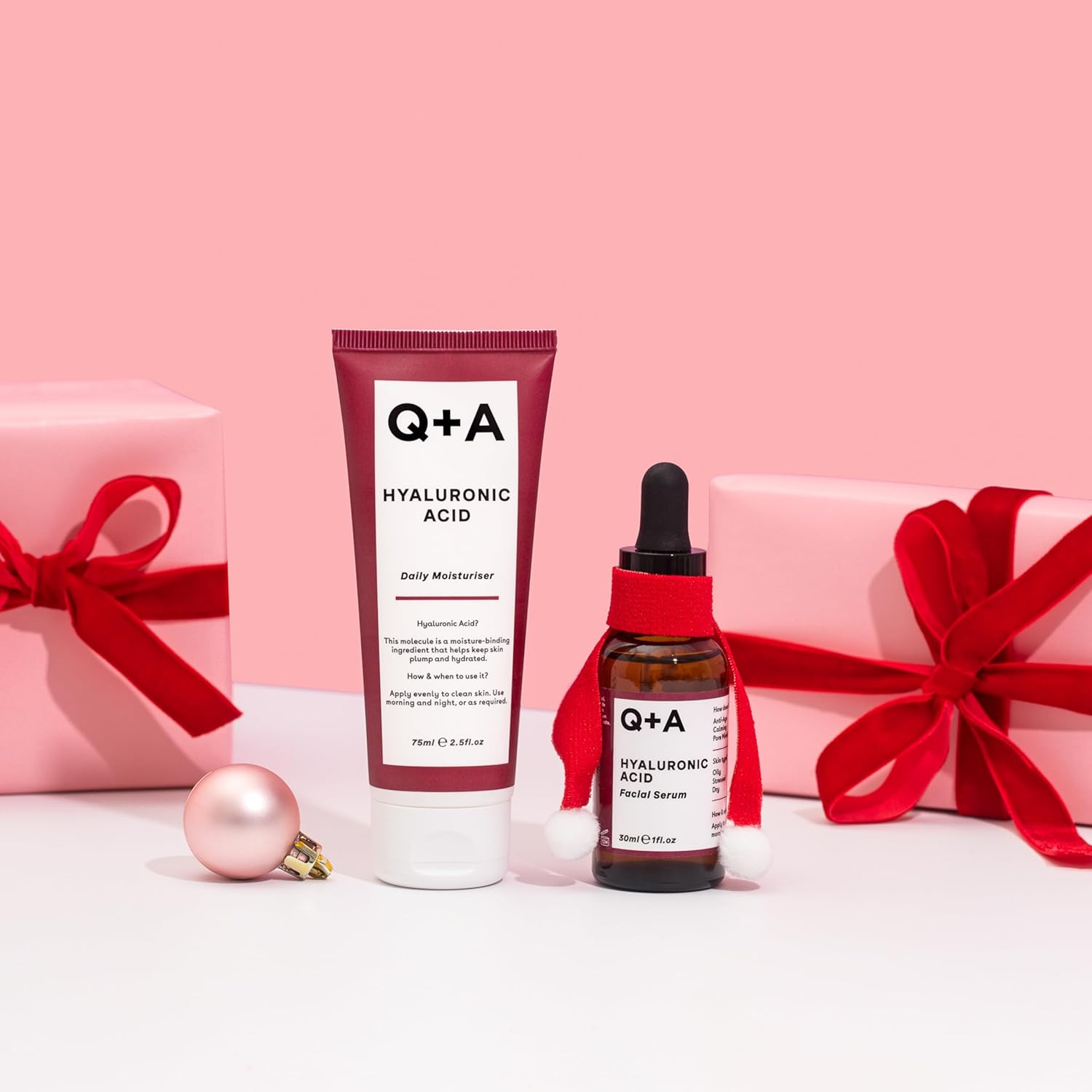 Q+A Hydrating Heroes Skincare Gift Set &ndash; a Giftset with Hyaluronic Acid Facial Serum 30Ml, Daily Moisturiser 75Ml for Dry, Dehydrated Skin, Vegan, Cruelty-Free, for Soft, Supple Complexion image number 1