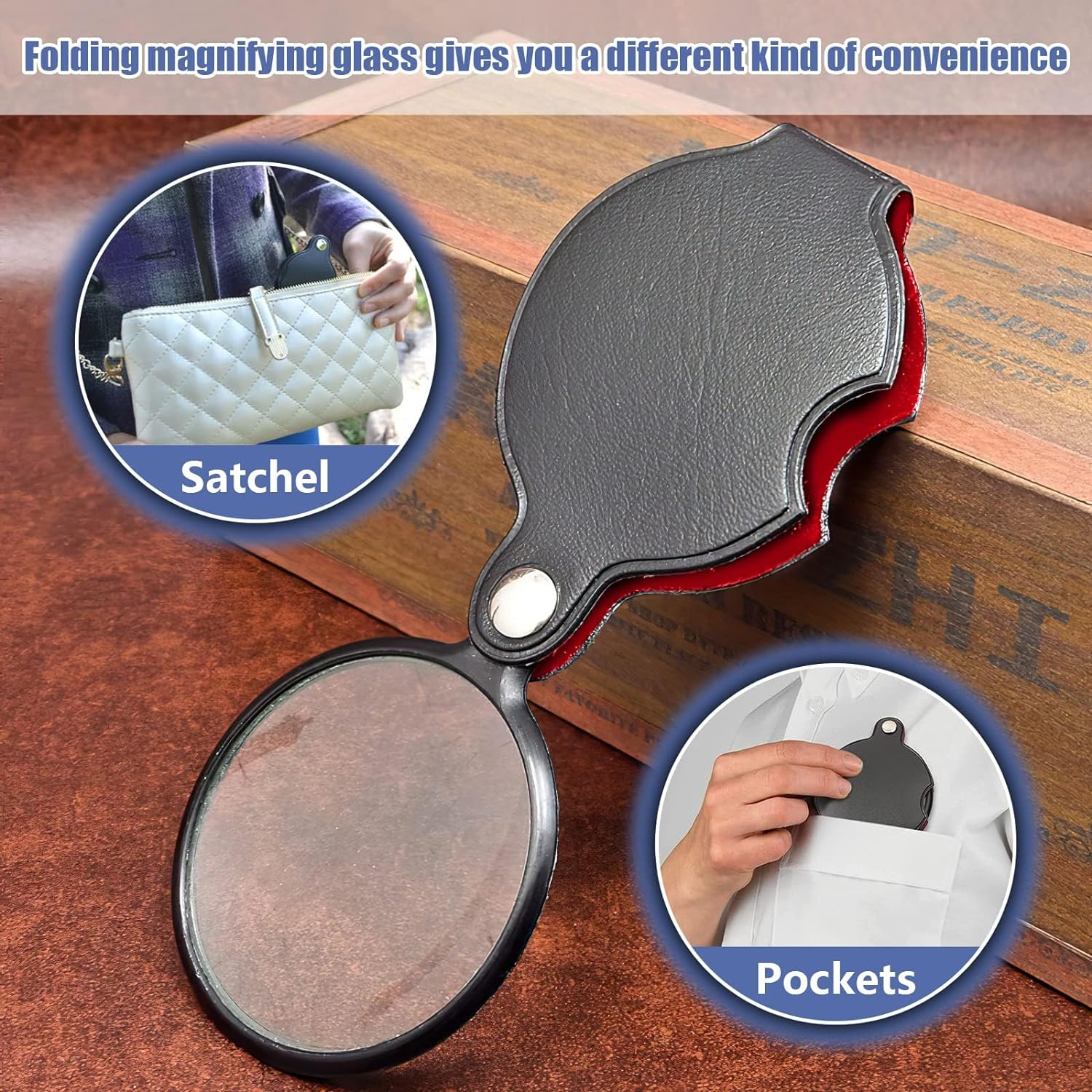 Magnifying Glass, 2 Pcs 8&times; Pocket Magnifying Glass with Rotating Protective, Pocket Magnifier for Reading, Books, Jewelry (50Mm/2Inch)