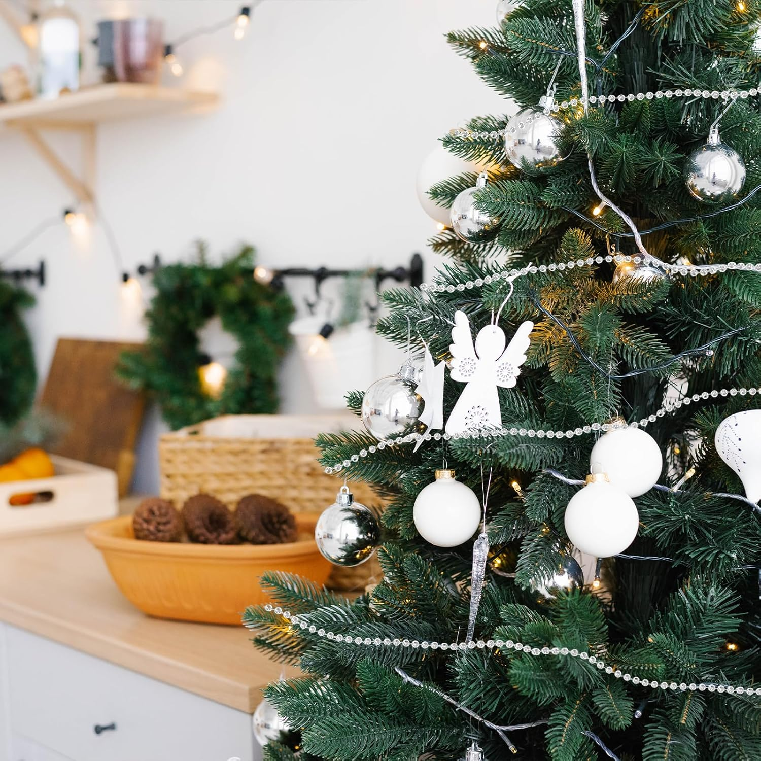 NILLOS Christmas Bead Chains, 10 M Golden & Silver Ball Chains for Jewelry Making, Christmas Decoration image number 6