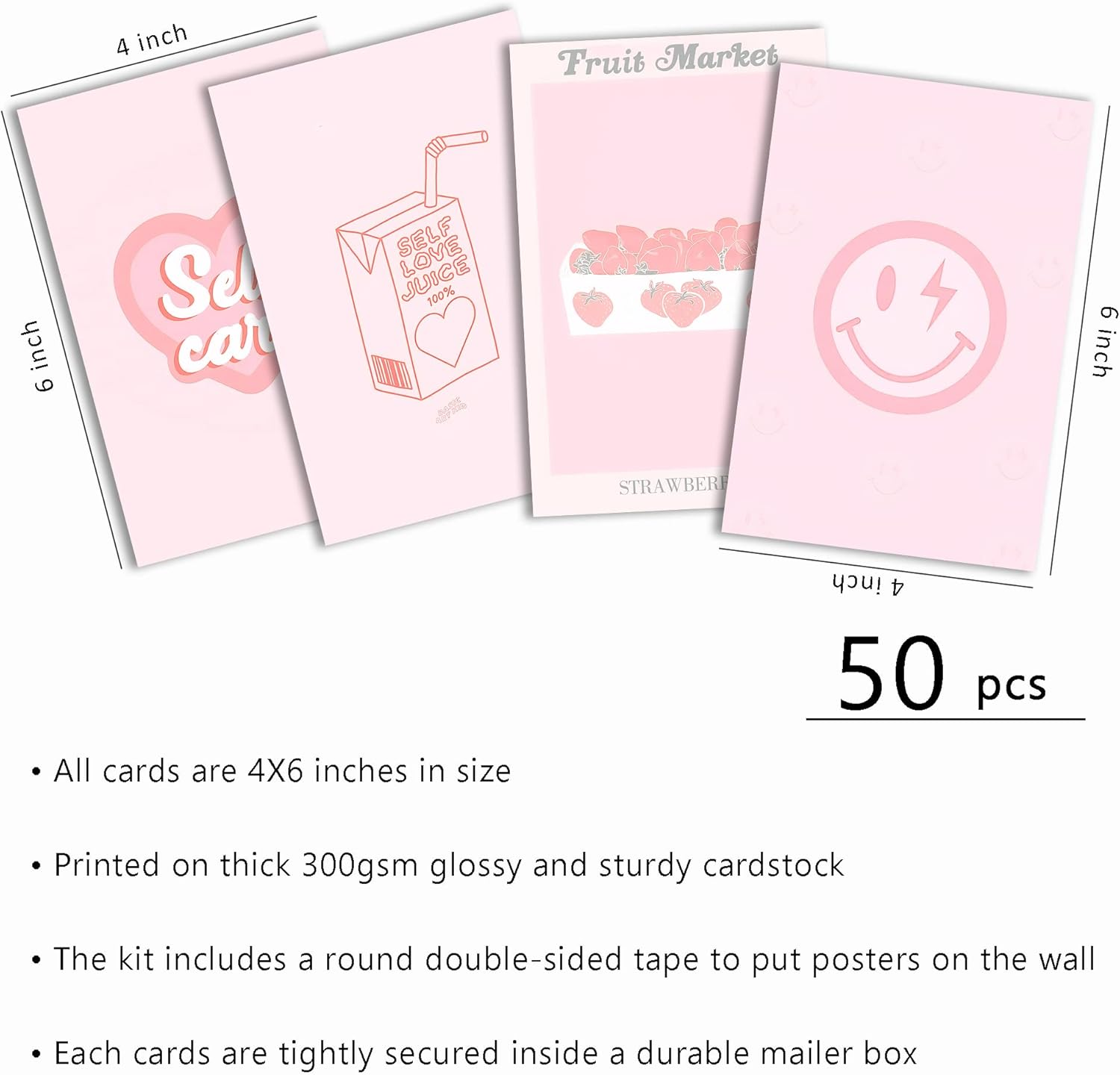 Pink Room Decor Aesthetic,Pink Wall Collage Kit Posters for Room Aesthetic Posters Prints,Pink Aesthetic Dorm Room Decor for Teen Girl (50Pcs 4X6 Inch) image number 3