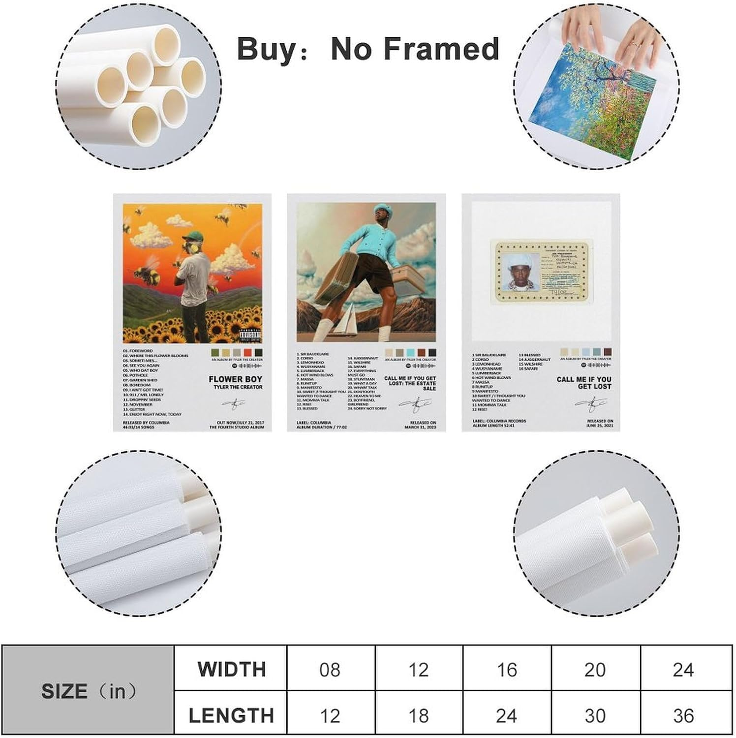 Music Tyler Album the Art Creator Canvas Poster Poster a Set of 3 Canvas Posters Room Aesthetic Festival Gift Family Bedroom Decor Wall Art Home16X24Inch(40X60Cm)-3Pcs Style image number 3