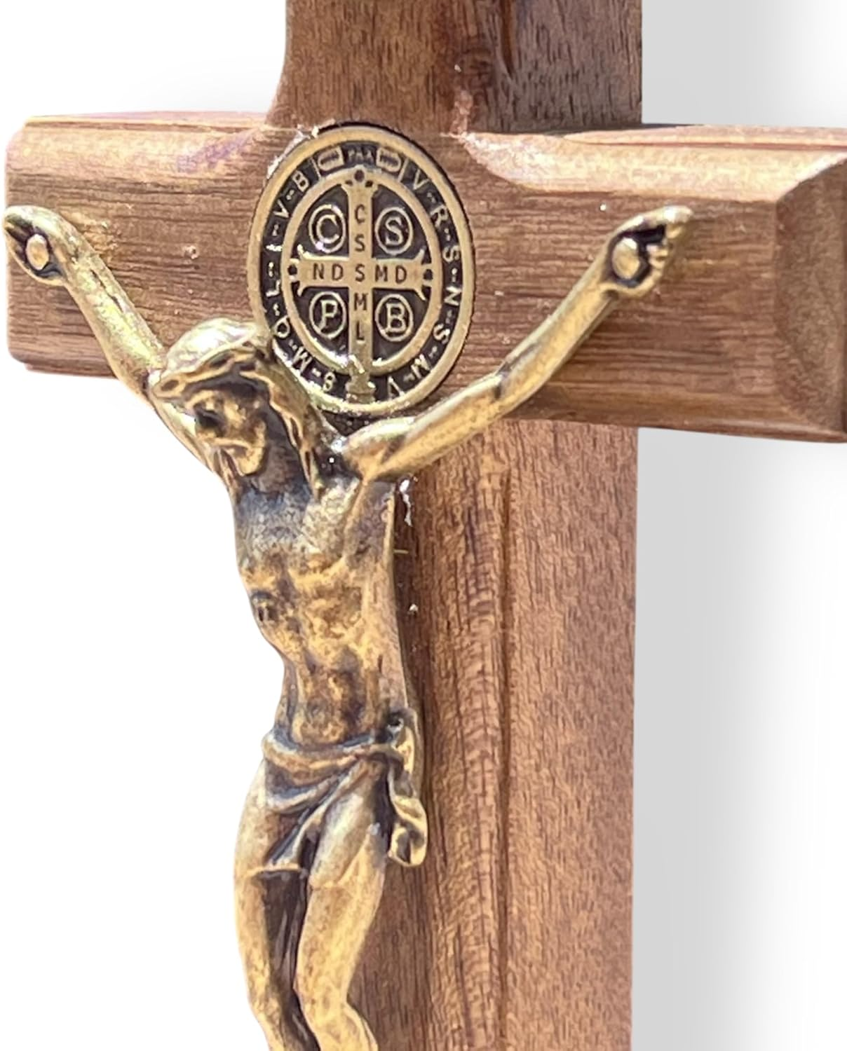 Joseph'S Workshop Small Light Wood Crucifix with Antique Gold Corpus &ndash; 4.75" Standing Table Cross with Base for Prayer, Home, or Travel image number 2