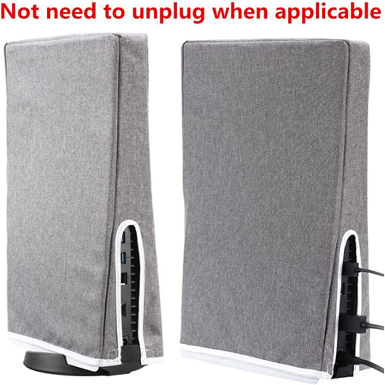 Dust Cover for PS5, Oxford Cloth anti Scratch Waterproof Dust Case for PS5, Game Console Vertical Dust Cover Replacement for Home Gaming Room (Gray) - Gray image number 4
