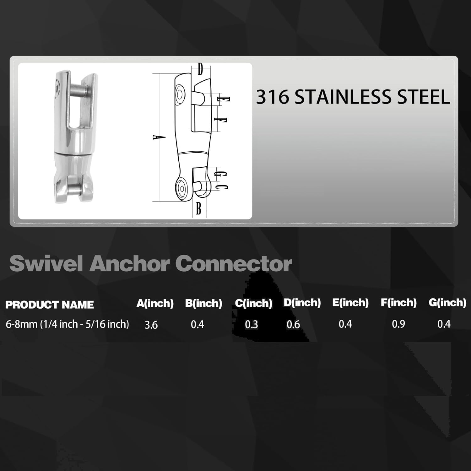 Elqater Stainless Steel Boat Anchor Swivel Connector Marine Grade Heavy Duty Anchor Chain Swivel (1/4Inch-5/16Inch) Easy to Use image number 6