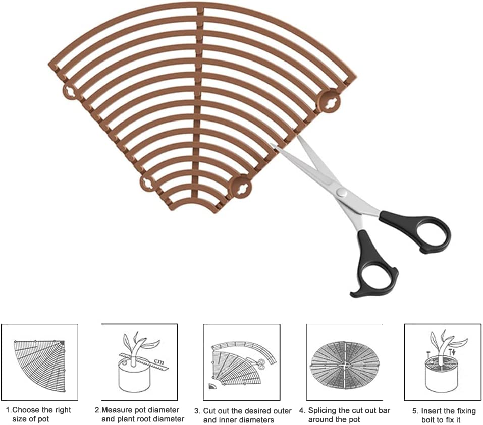 Modixun 2Pack Plant Pot Grid, Cuttable Flower Pot Soil Cover Protectors with Deep Stakes, Dogs, Cats Digging Stopper, Plant Grid Pot Cover, 19Cm/7.5In Diameter image number 5