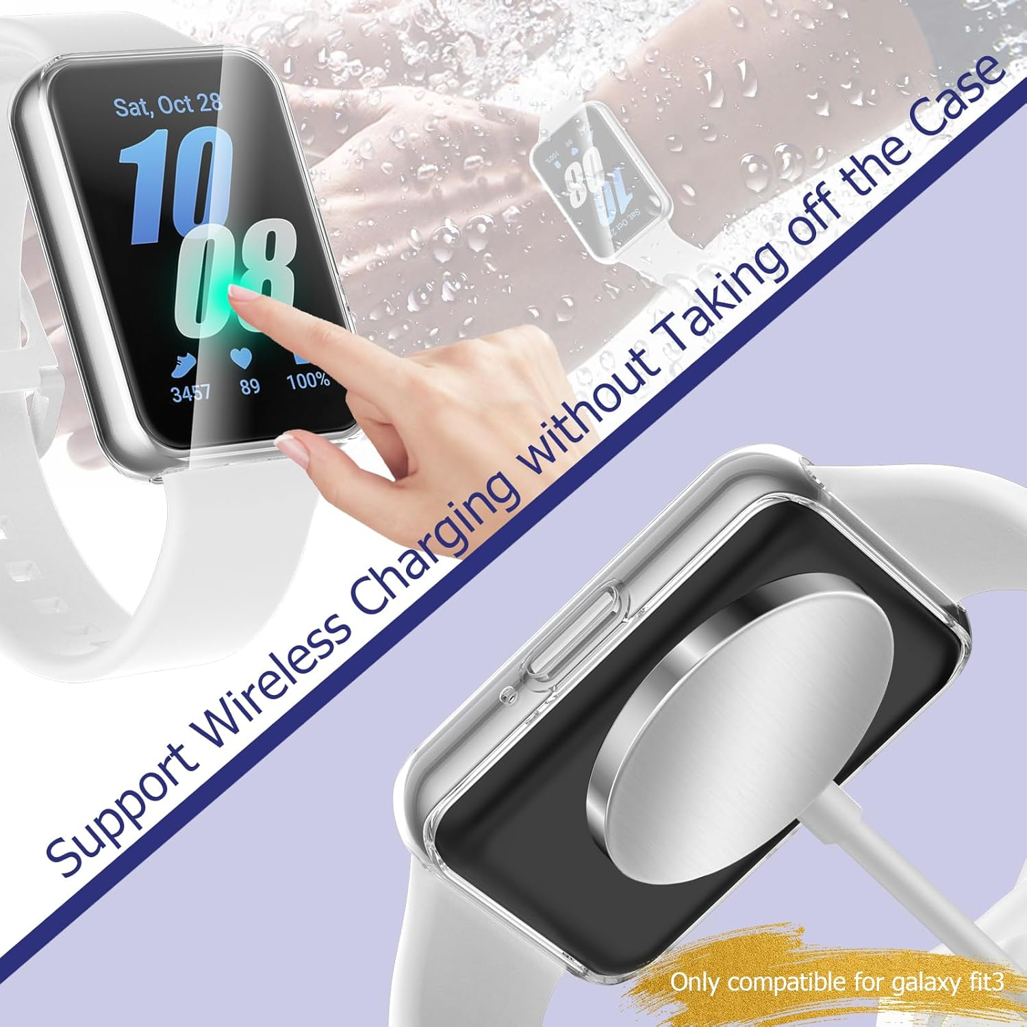 KIKISML 2 PCS Screen Protectors Compatible with Samsung Galaxy Fit 3, Full Protective Ultra Slim Soft TPU Case Cover Compatible with Samsung Galaxy Fit 3 (Clear, Clear) image number 2