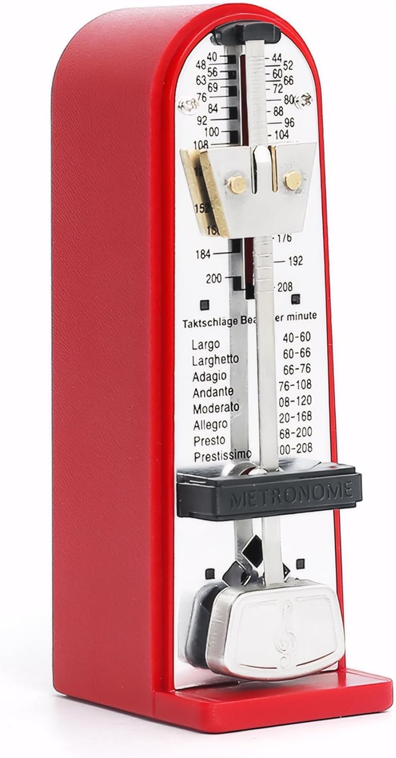 Metronome,Mechanical Metronome Accurate Adjustable Metal Metronome with Clear Scale Loud Sound Red Color Metronome for Guitar, Piano, Violin & More,Musical Instruments