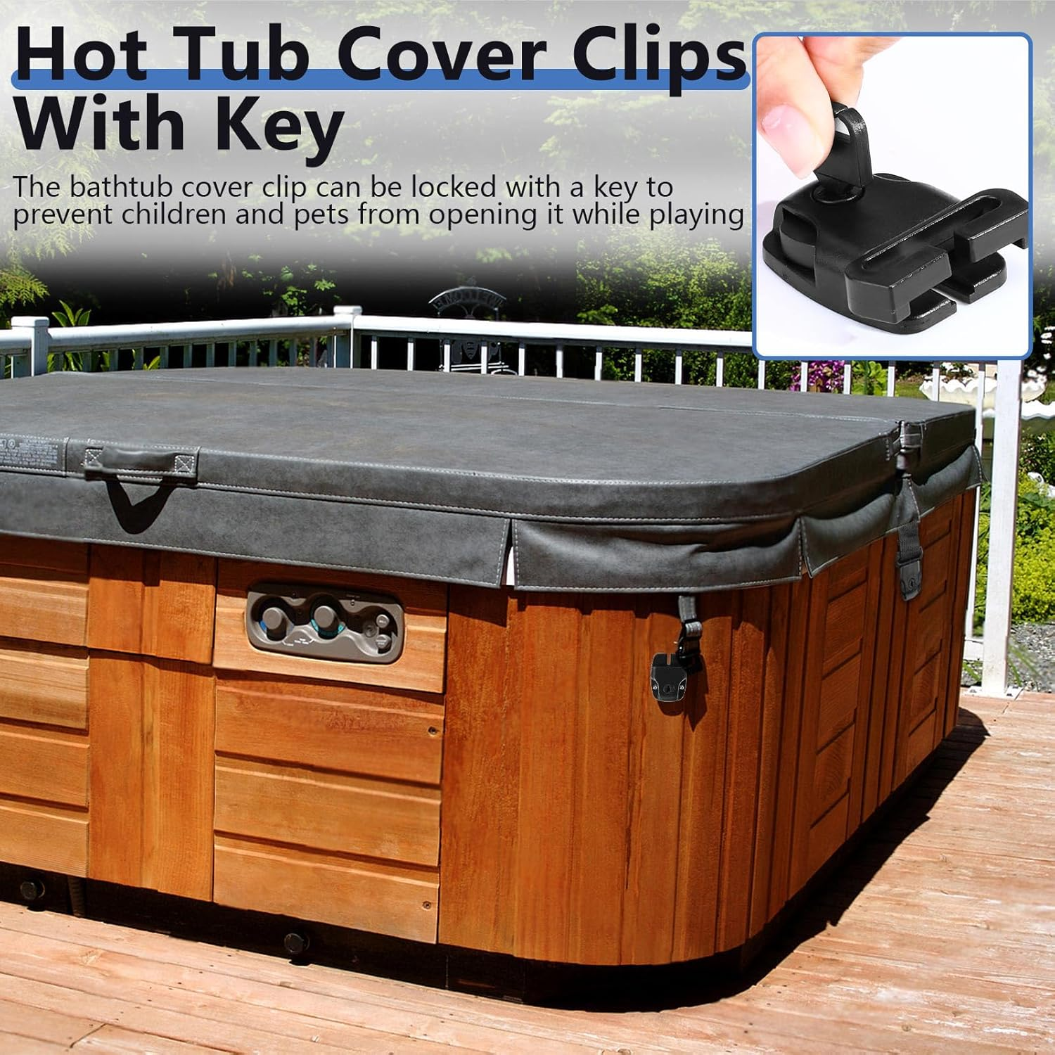 10 Pack Black Hot Tub Cover Clips with Screws, Hot Tub Cover Broken Latch Repair Kit, Hot Tub Cover Clips Replacement, Hot Tub Clips for Cover for Spa Cover Straps (Black) image number 3