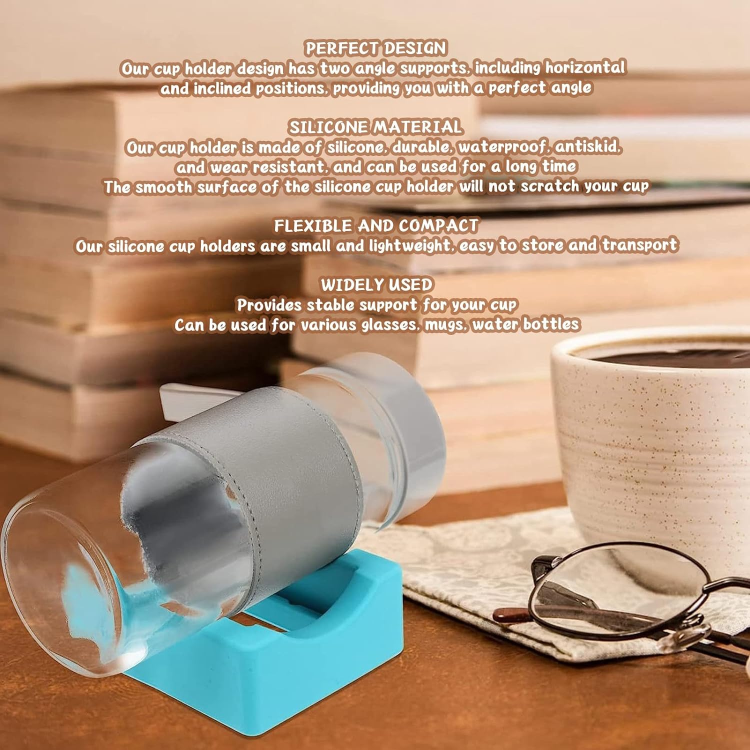 Silicone Cup, Non Slip Cup for Crafting Portable Tumbler Holder for Crafts Silicone Cup Cup Holder with Built in Slot for Decals on Cups and Bottles (Blue) - Pink image number 2