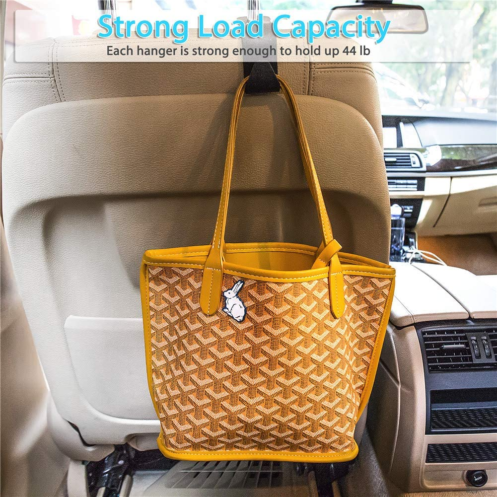 Car Vehicle Headrest Hooks with 44 LB Load Capacity Durable Back Seat Hangers with Easy Install Design Portable Organizer Holder for Handbag Purse Cloth Grocery (4 Pack) image number 3
