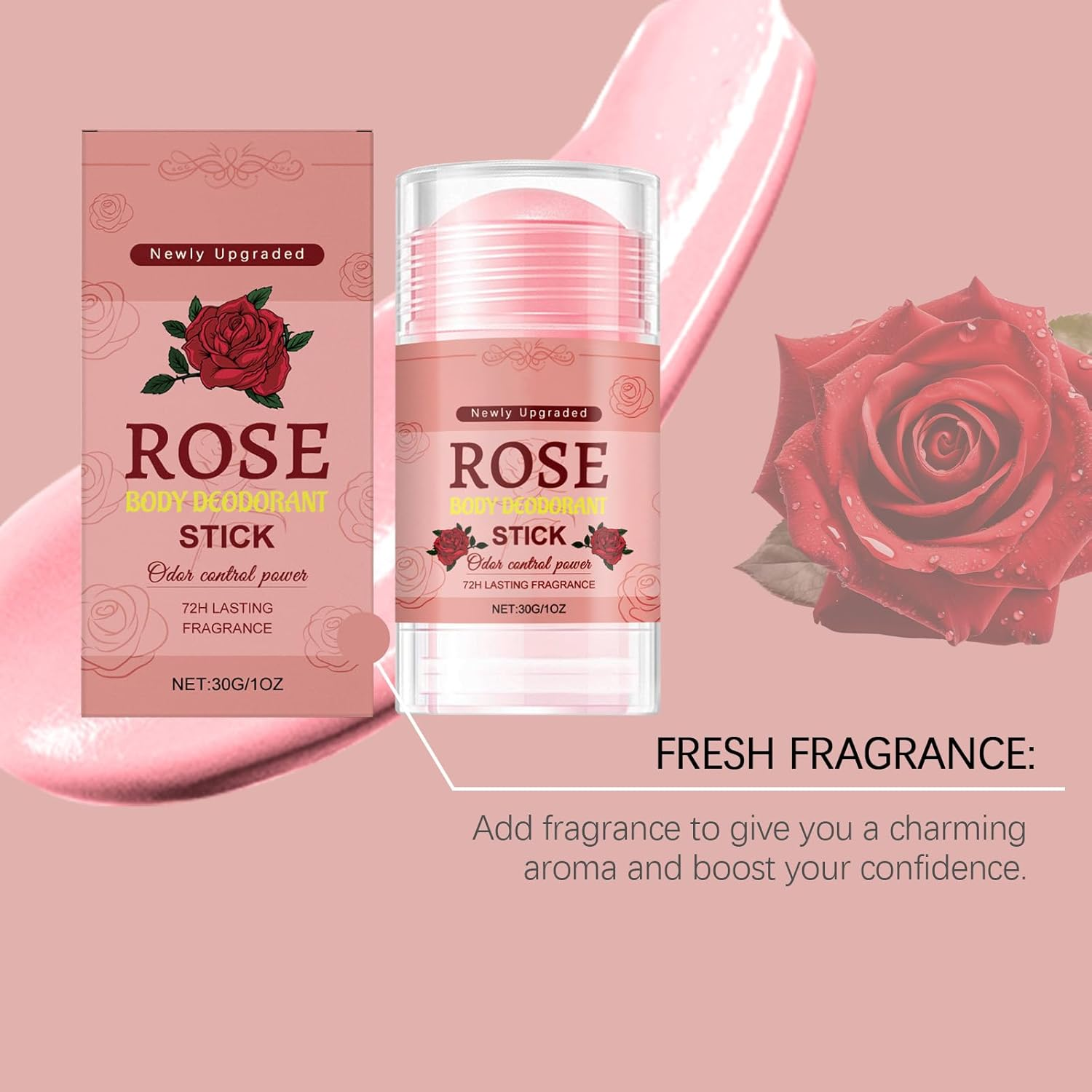 Natural Deodorizing Body Stick with Rose, Sweating under the Armpit to Removes Odors, Portable Odor Control for Underarms, Deodorant Antiperspirant Stick, Body Deodorizing (3Pcs) - 1Pcs image number 6