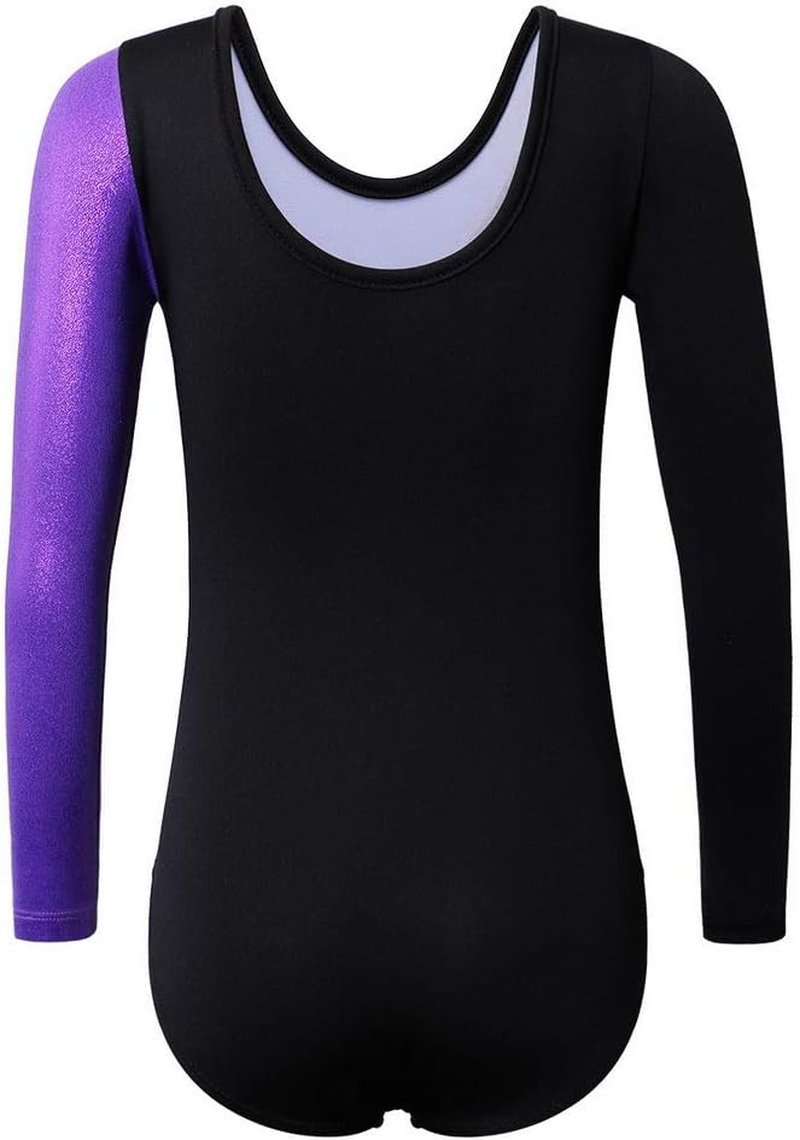 XFGIRLS Gymnastics Leotards for Girls Long Sleeve Sparkle Leotards Shiny Athletic Ballet Dance Leotards 3-14 Years image number 5