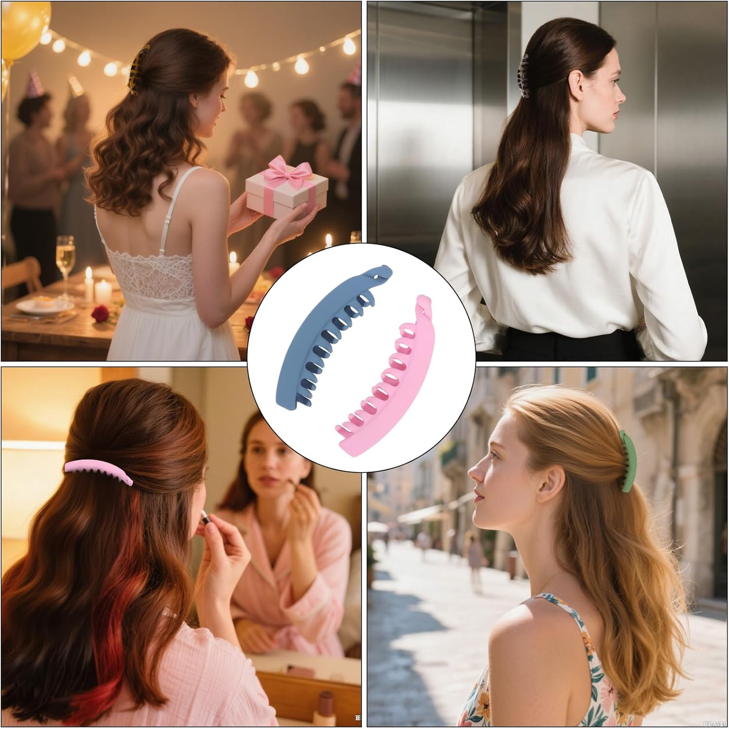 Srotmirw Banana Clip 10 Hair Clips Women Solid Colour Leopard Print for Women and Girls image number 3