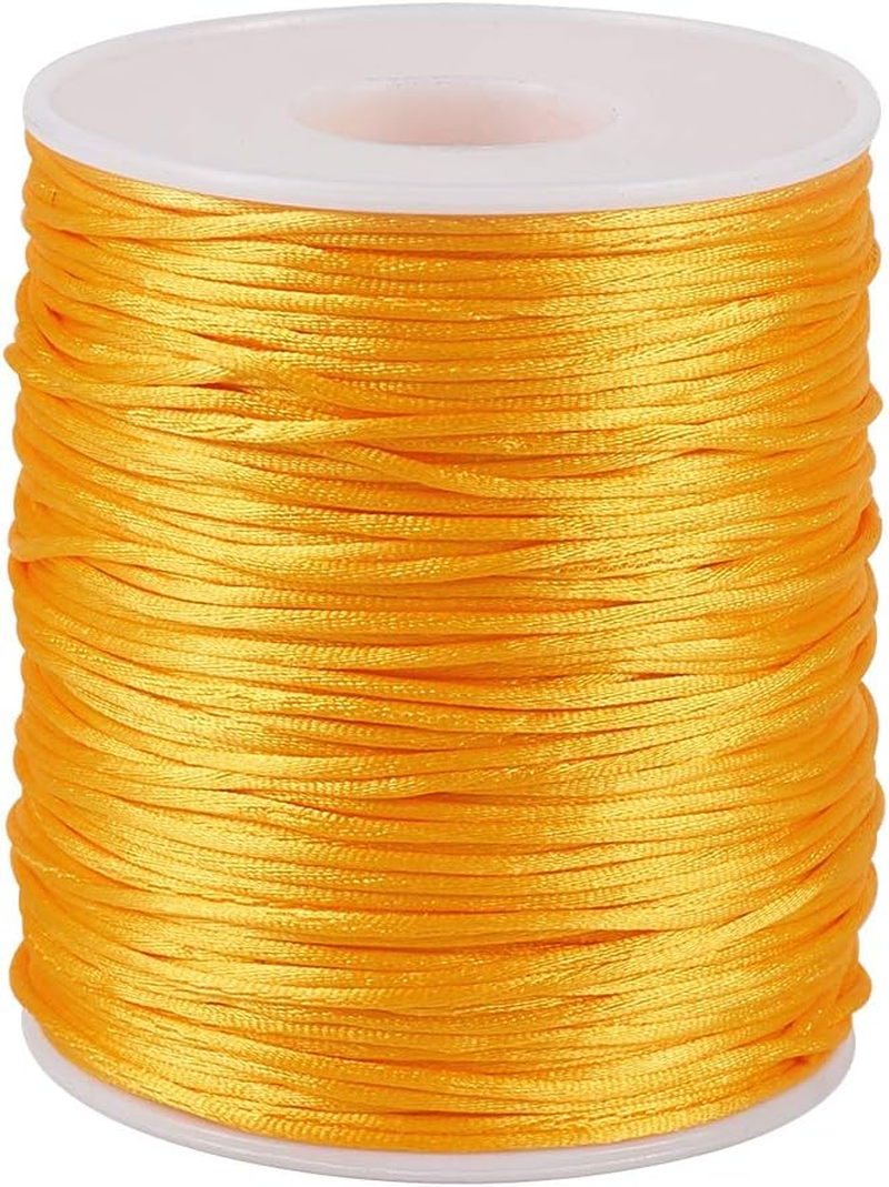 Elecrelive 109 Yards 1.5Mm Fuchsia Rattail Satin Nylon Trim Silk Cord Chinese Knotting Beading String Macrame Thread Cord for Necklace Bracelet Braided Jewelry Making