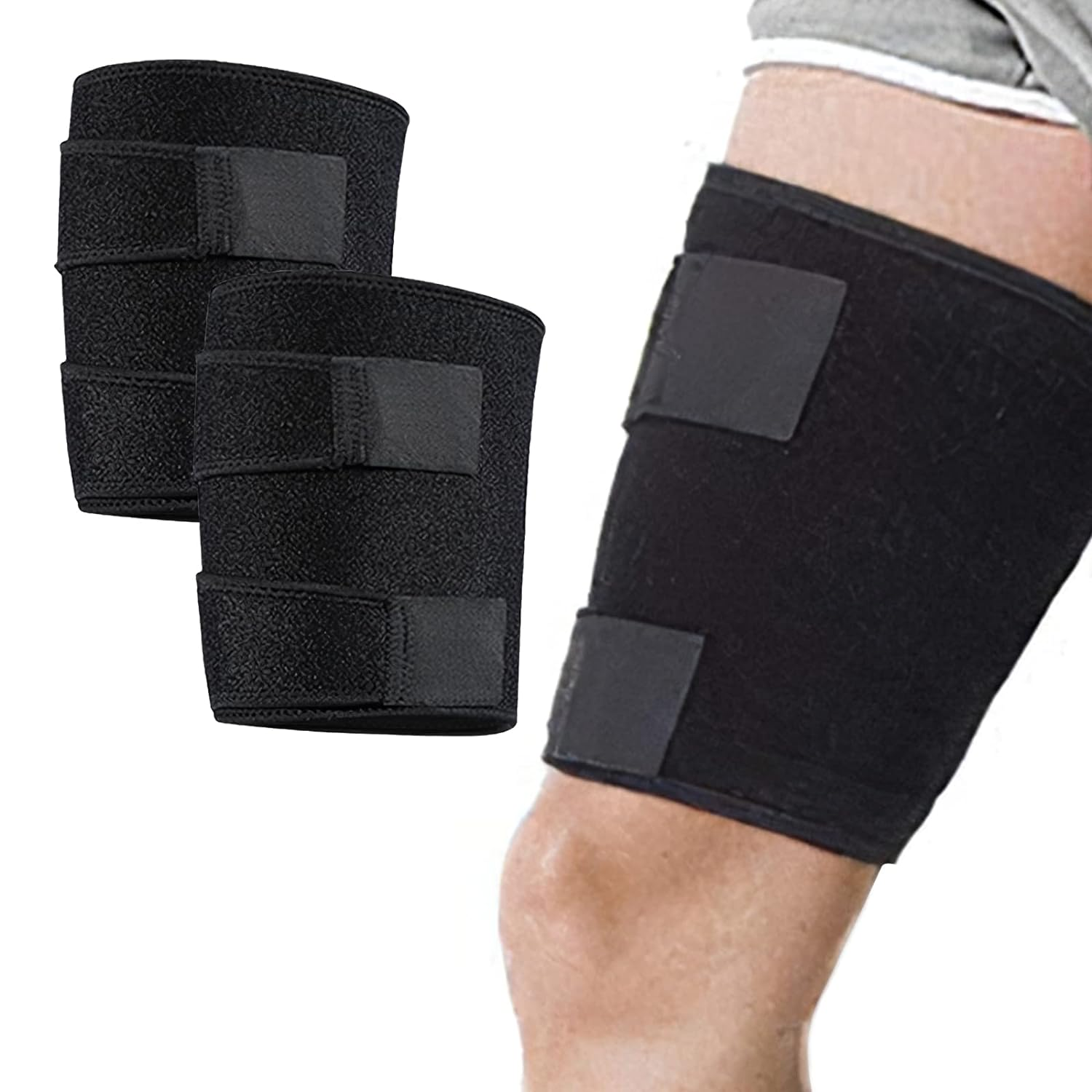 VIPMOON Thigh Brace, 2 Pack Sports Thigh Brace, Thigh Compression Sleeves, Lightweight, Breathable, Left/Right Unisex, Firmly Fixed Thigh, Reduce Impact, Non-Slip, Hand Washable