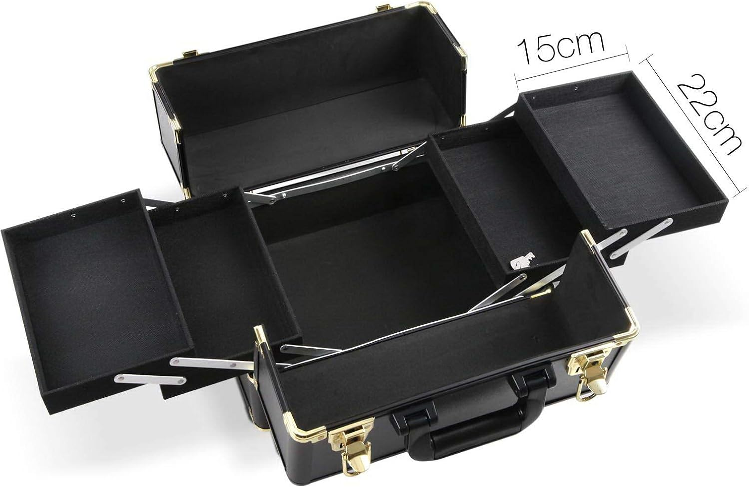 Makeup Case Beauty Trolley Cosmetic Organiser Box Travel Wheels Gold image number 4