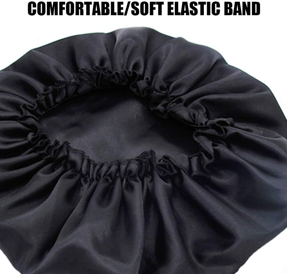 Dehman Handmade Fully Reversible Luxuries Pure Satin Hair Bonnet Satin Sleep Cap Safe for All Hair Types - Most Beneficial Hair Care Product Available 2020 (BLACK) image number 3