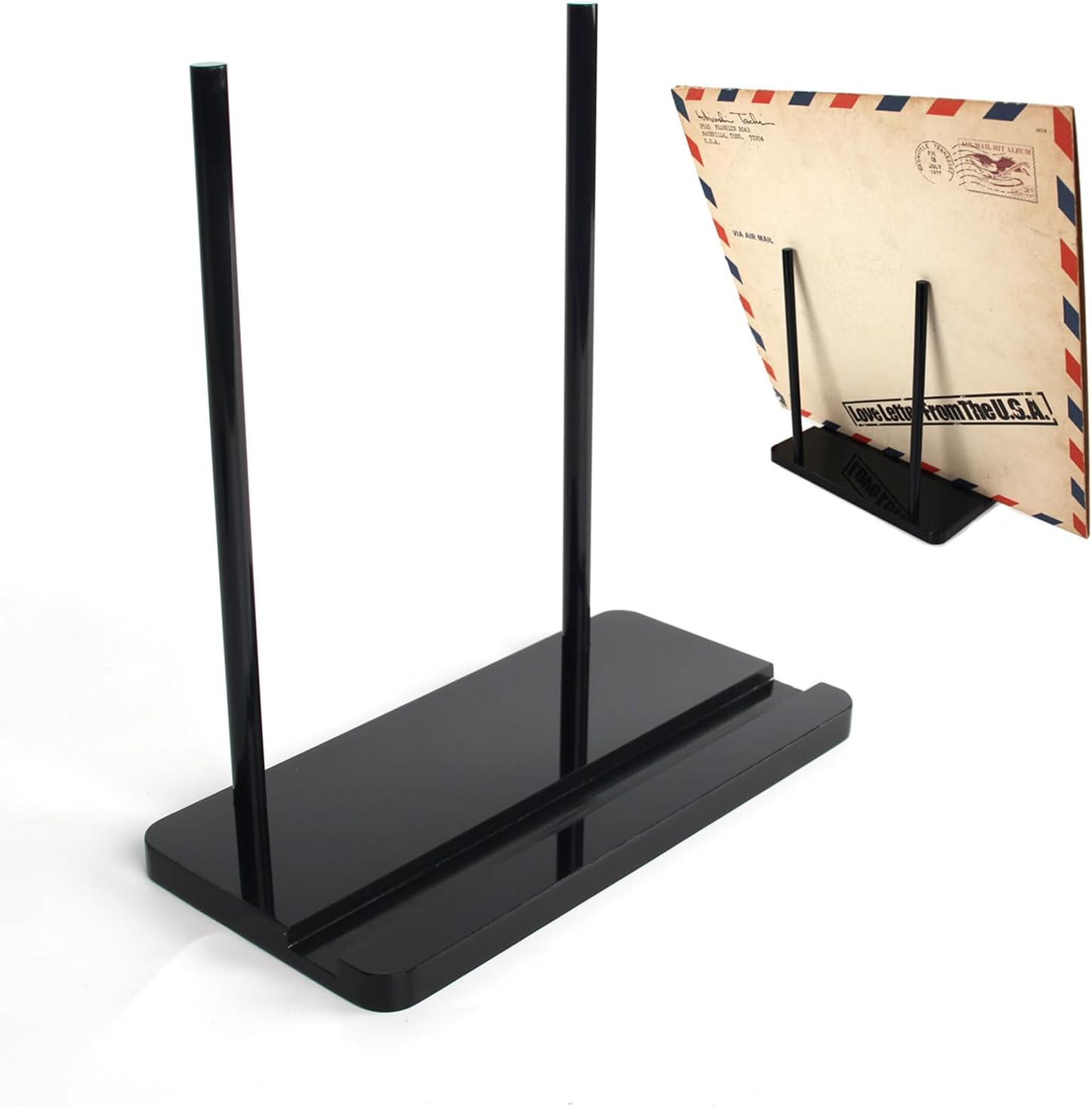 Record Holder, Vinyl Record Display, Tabletop Vinyl Record Holder, Now Playing Record Stand, Minimalist Design Acrylic Record Stand, Easy Assembly (Black) image number 3