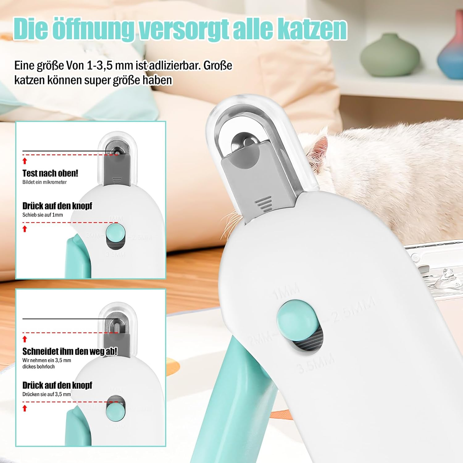 Encuryna Cat Nail Clippers, Claw Clippers for Dogs and Cats, Stainless Steel Cat Nail Clippers, Cat Nail Trimmer, Cat Claw Cutter, Cat Nail Clippers, Cats with Nail File and Protection (Blue) image number 6