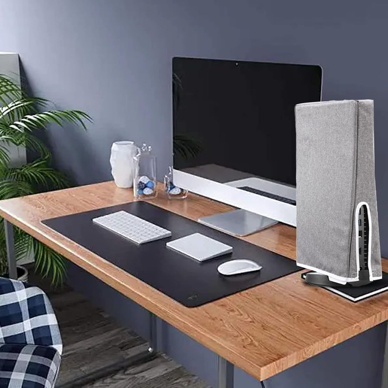 Dust Cover for PS5, Oxford Cloth anti Scratch Waterproof Dust Case for PS5, Game Console Vertical Dust Cover Replacement for Home Gaming Room (Gray) - Gray image number 3