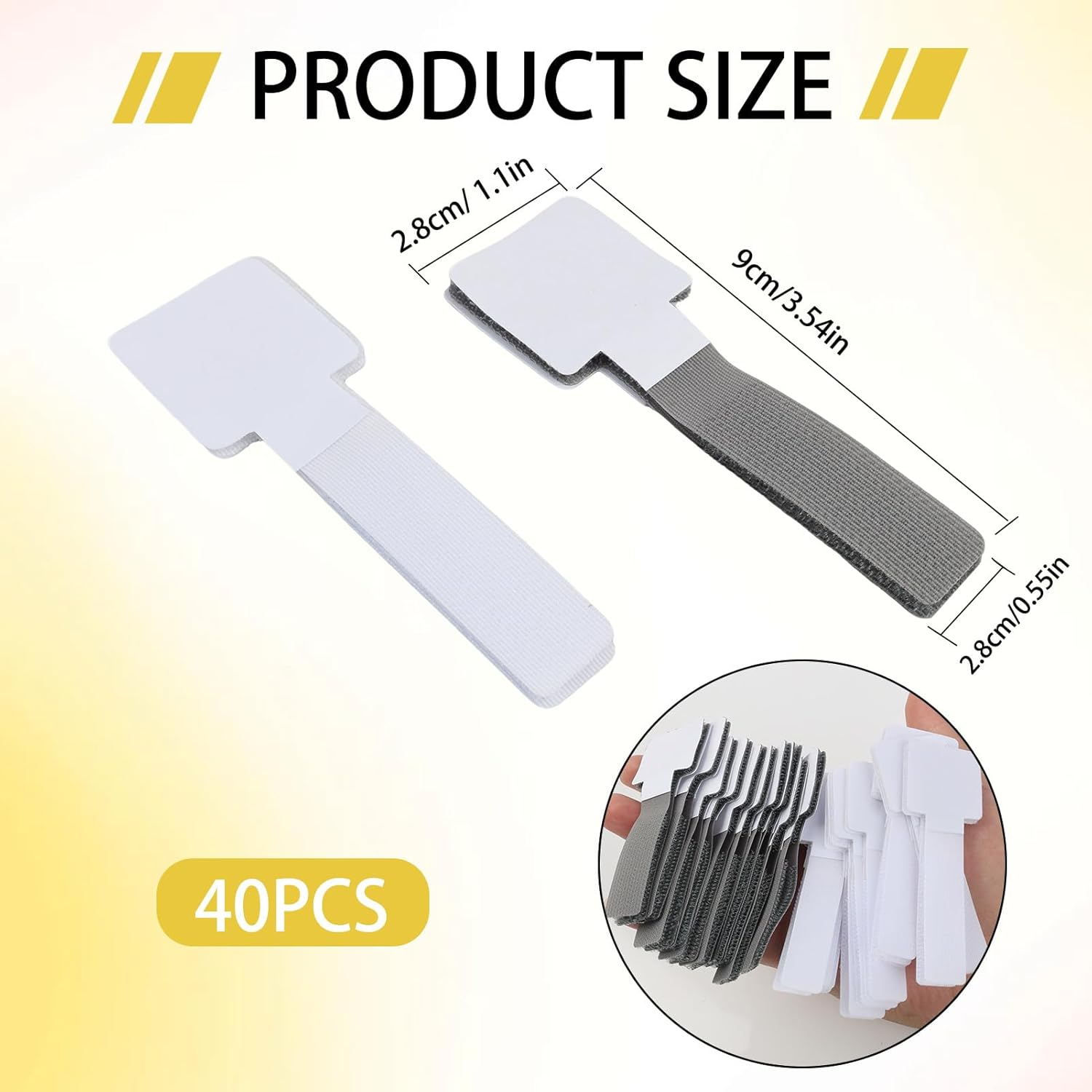 40 Pcs Self-Adhesive Cable Ties, Adhesive Cable Ties Reusable for Strong Hook and Loop Cord Organizers for Desk Home & Office Wire Management Straps for Headphones Phones Electronics image number 6