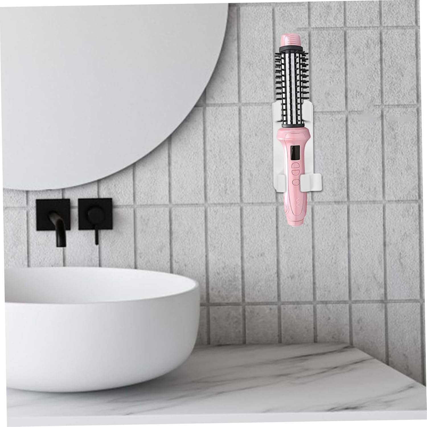 DEARMAMY Bathroom Wall Rack Hair Curler Holder Storage Organizer Hair Dryer Wall Mount image number 1