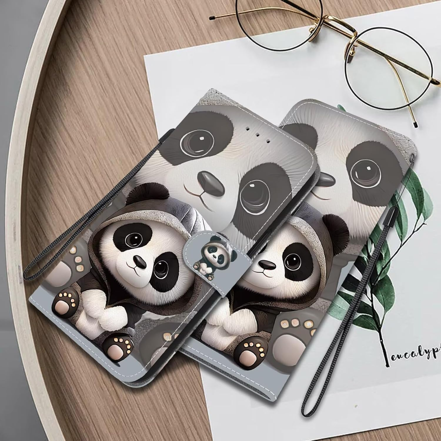 YUEQIAN Case for Samsung Galaxy A16 5G/4G, Cute Panda Wallet Flip Case Credit Card Slots & Stand Function Mobile Phone Case with Lanyard Protective Case (Panda) image number 6