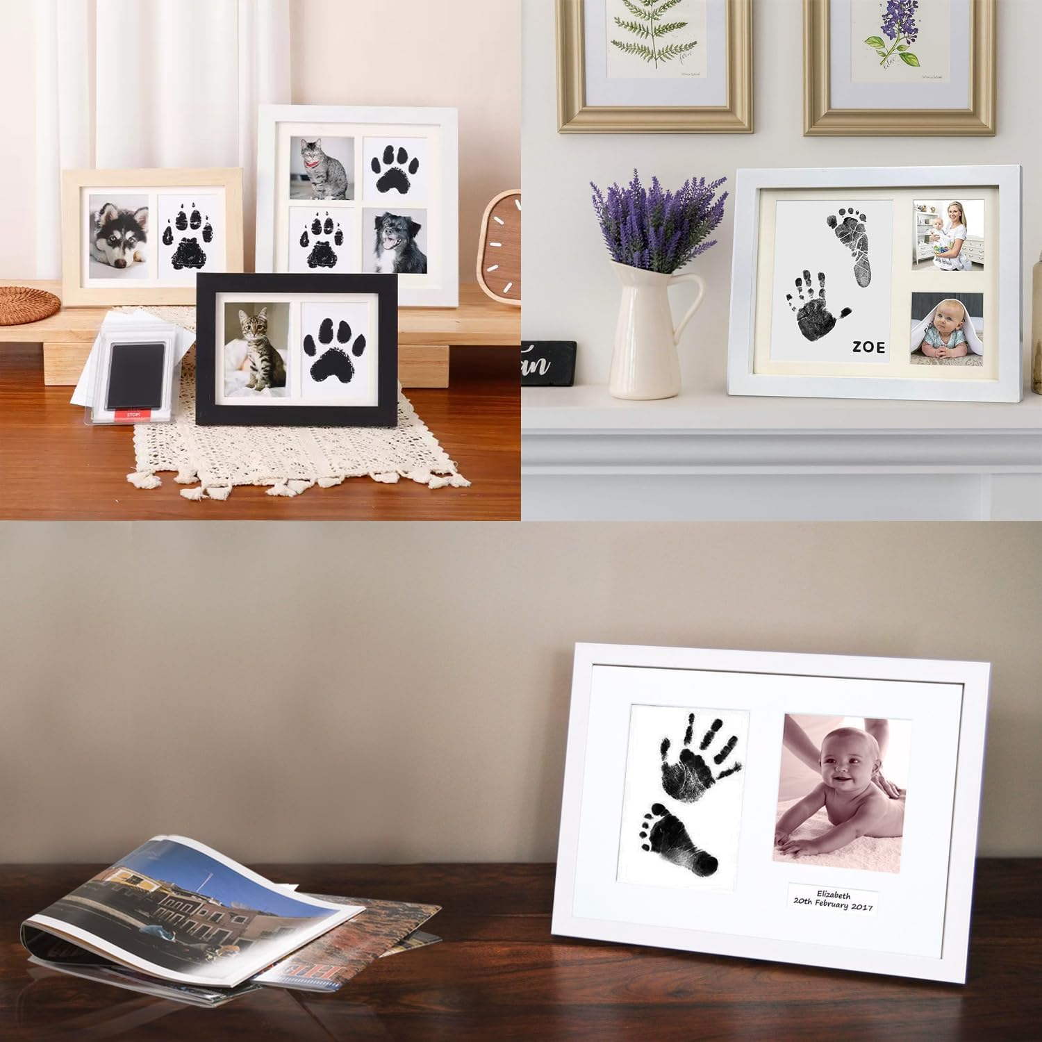 12-Pack Imprint Cards & 6 Baby Handprint Ink Pads, Inkless Hand and Footprint Kit for Newborn Baby Gifts, Dog Paw Print Kit, Dog Nose Print Kit, Baby Foot Printing Kit image number 5