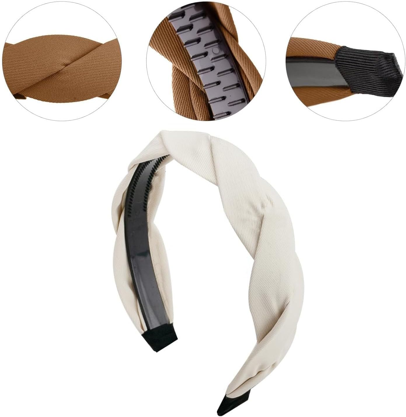 4 Pieces Woven Hair Bands for Women - Wide Fabric Headbands, Non-Slip Accessories, Fashionable Hairstyle Aid, Comfortable & Stylish image number 5