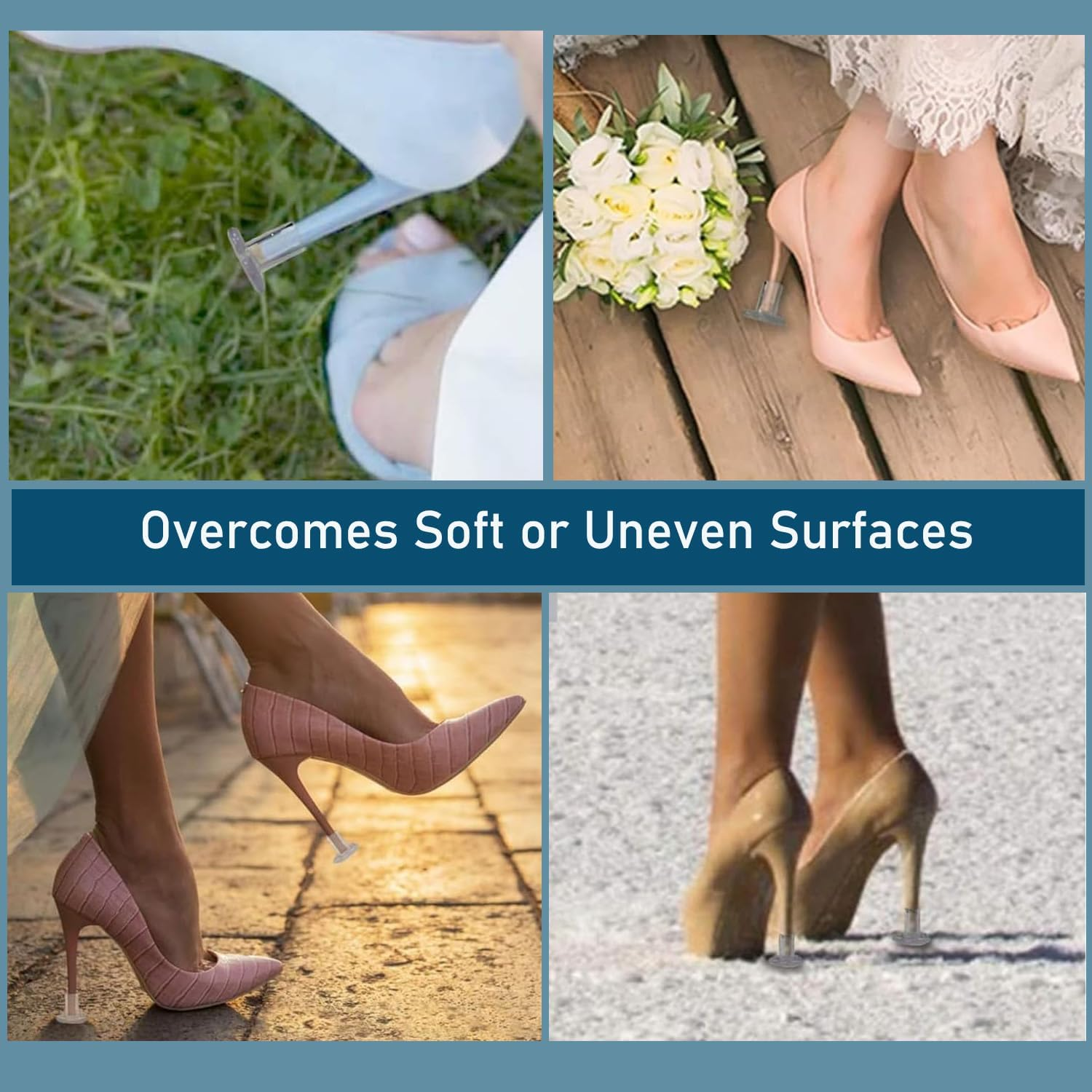 SILHOL Heel Protectors for Grass 6 Pairs, 3 Sizes High Heel Stoppers for High Heels, Clear Stiletto Heel Caps for Walking on Grass and Uneven Floor image number 4
